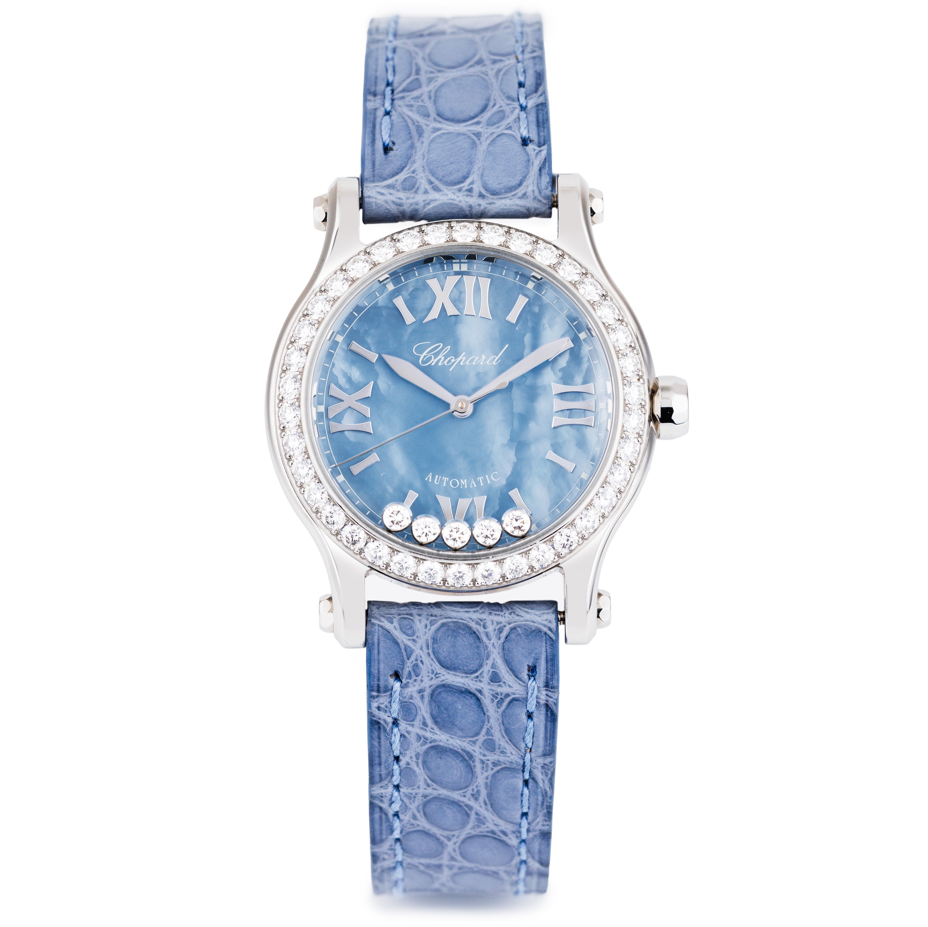 Chopard Happy Sport | REF. 278573-3010 | Blue Mother of Pearl | Automatic | 30mm | Diamond Bezel | Stainless Steel
