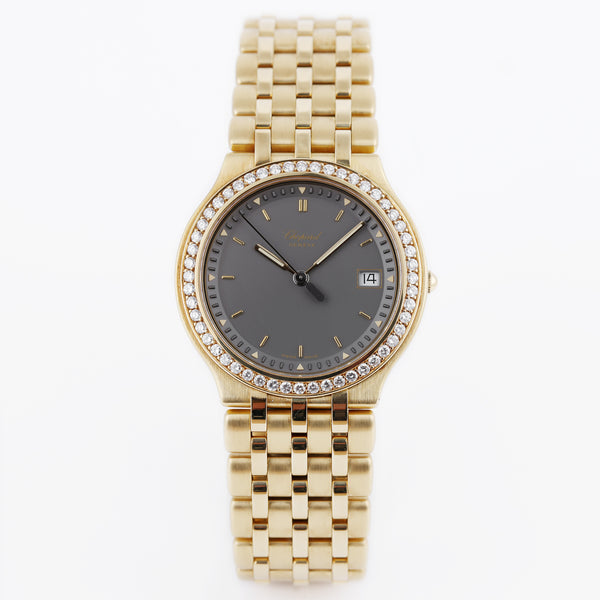 Chopard Monte-Carlo | REF. 2232/11 | Grey Dial | Diamond Bezel | Date Display | 18k Yellow Gold | 31.5mm | 1990's