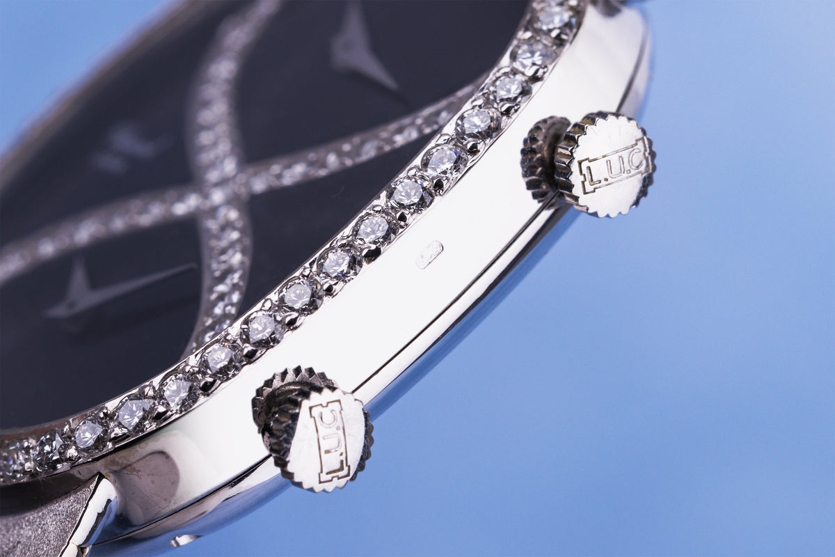 Chopard 1970's Wristwatch | REF. 2404 1 | Onyx & Diamonds | Dual Time Zone | 18k White Gold | Manual Wind | 30.5mm