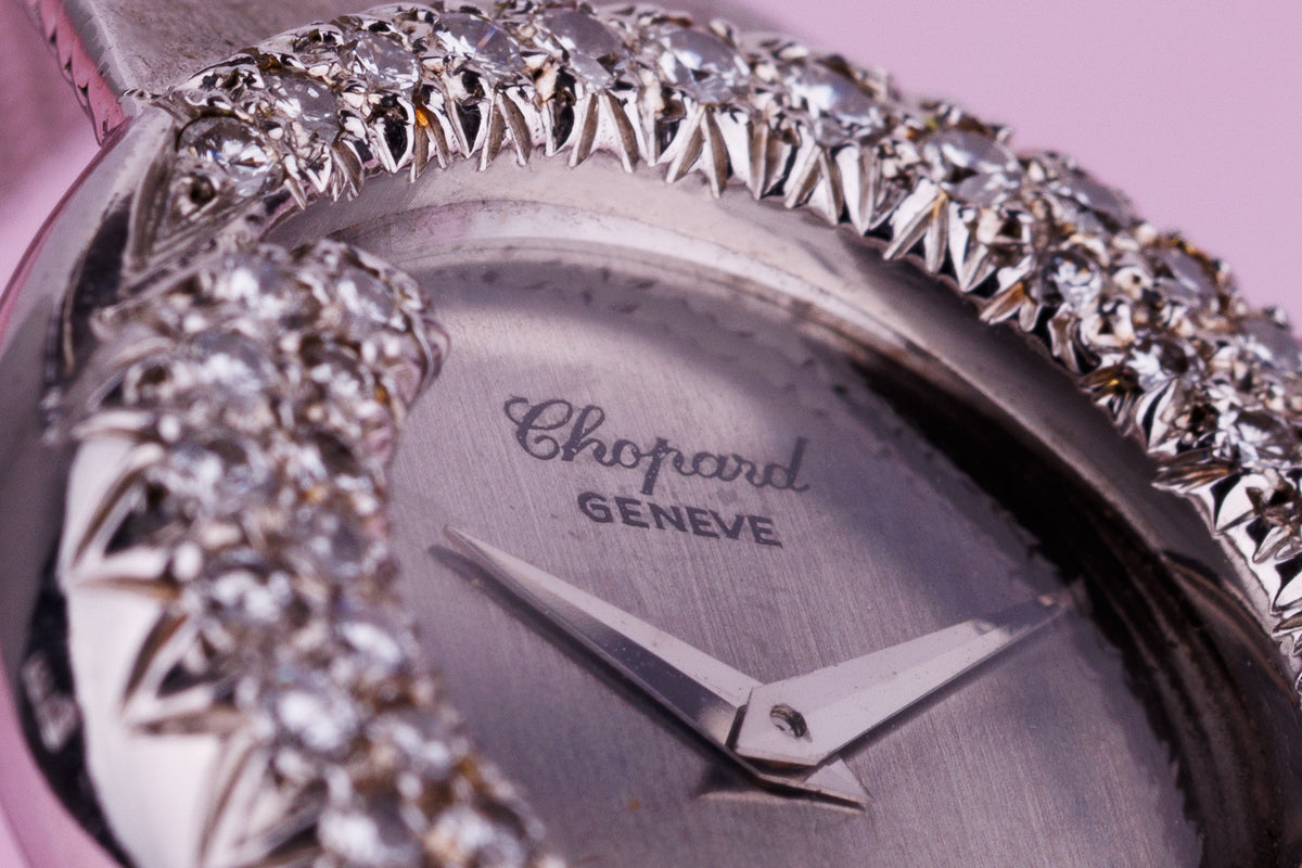 Chopard 1970's Ladies Vintage Wristwatch | Rare Diamond Bezel | 18k White Gold | Manual Wind | 26mm