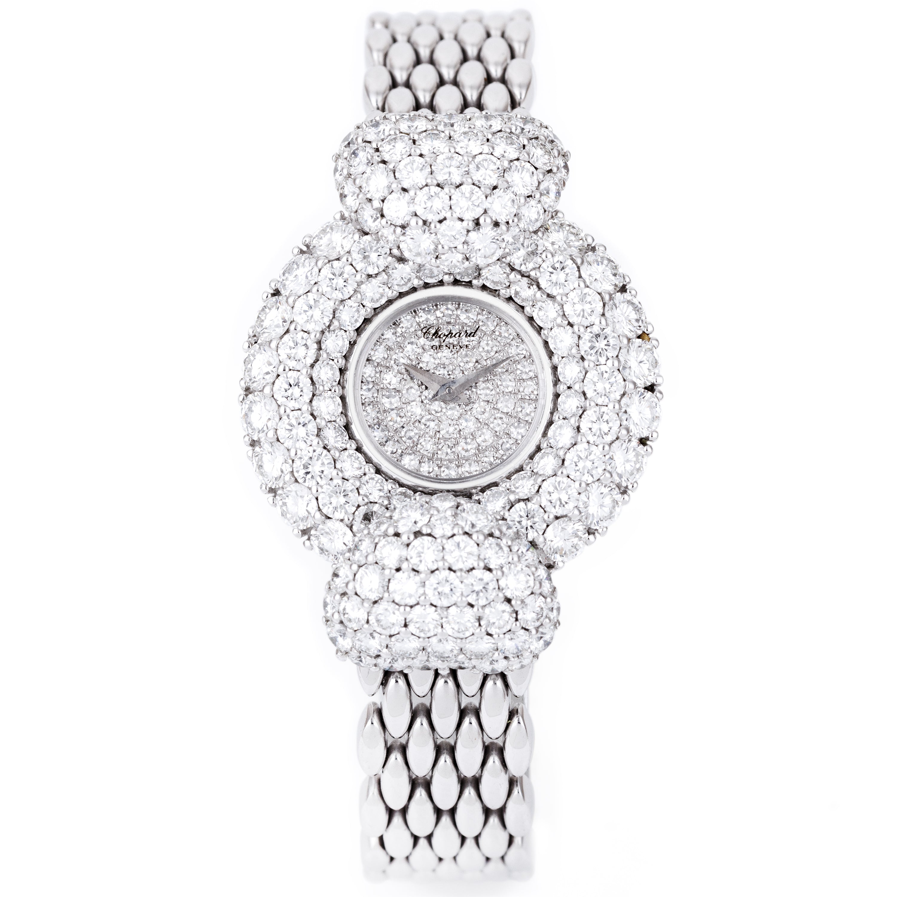 Chopard 1990's Ladies Watch | Pavé Diamond Dial, Bezel and Heart-Shaped lugs | 18k White Gold
