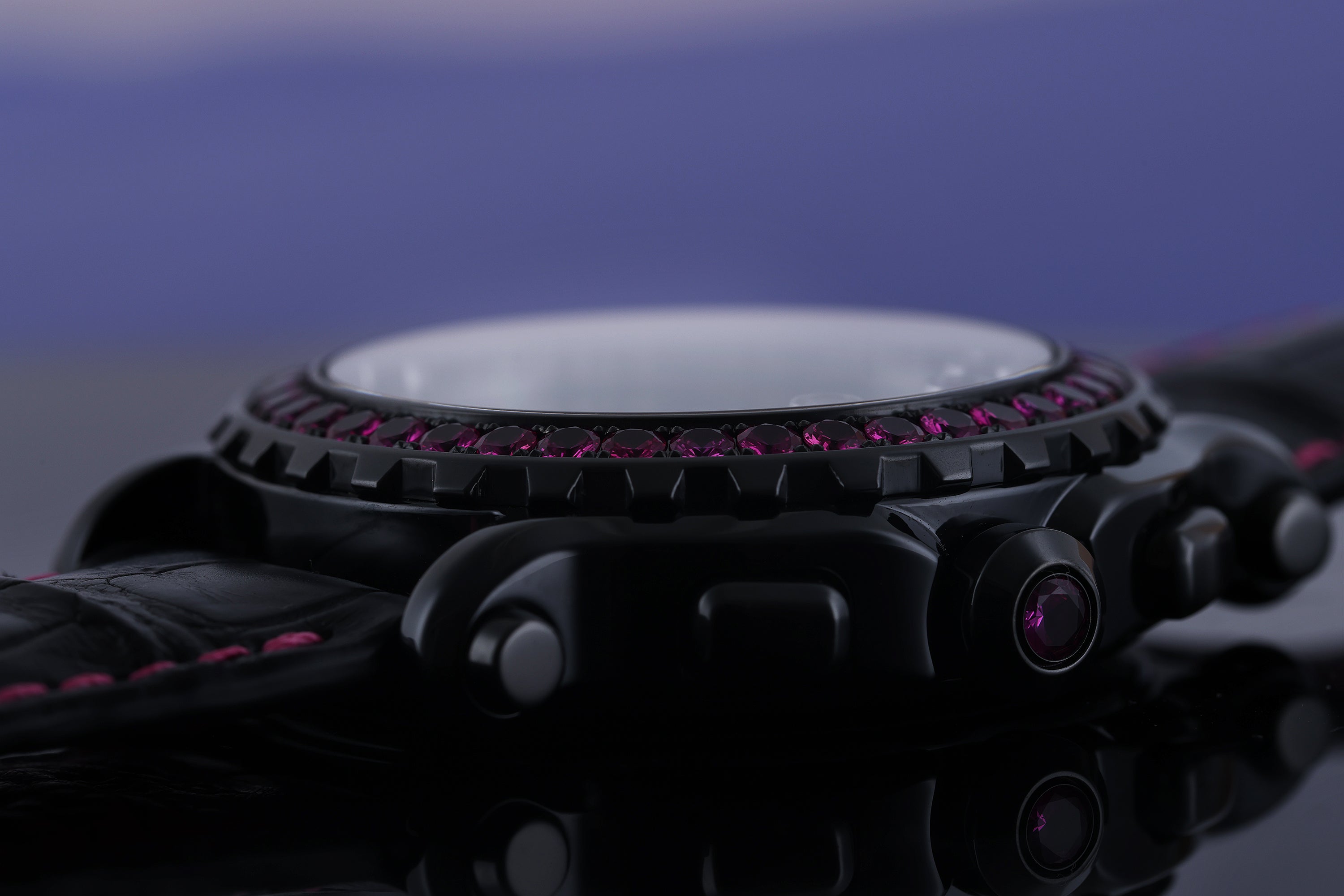 Chopard Happy Sport Chronograph | REF. 8515 | Black Ceramic | Diamonds & Pink Sapphires | 42mm | Quartz | 2000's | Box