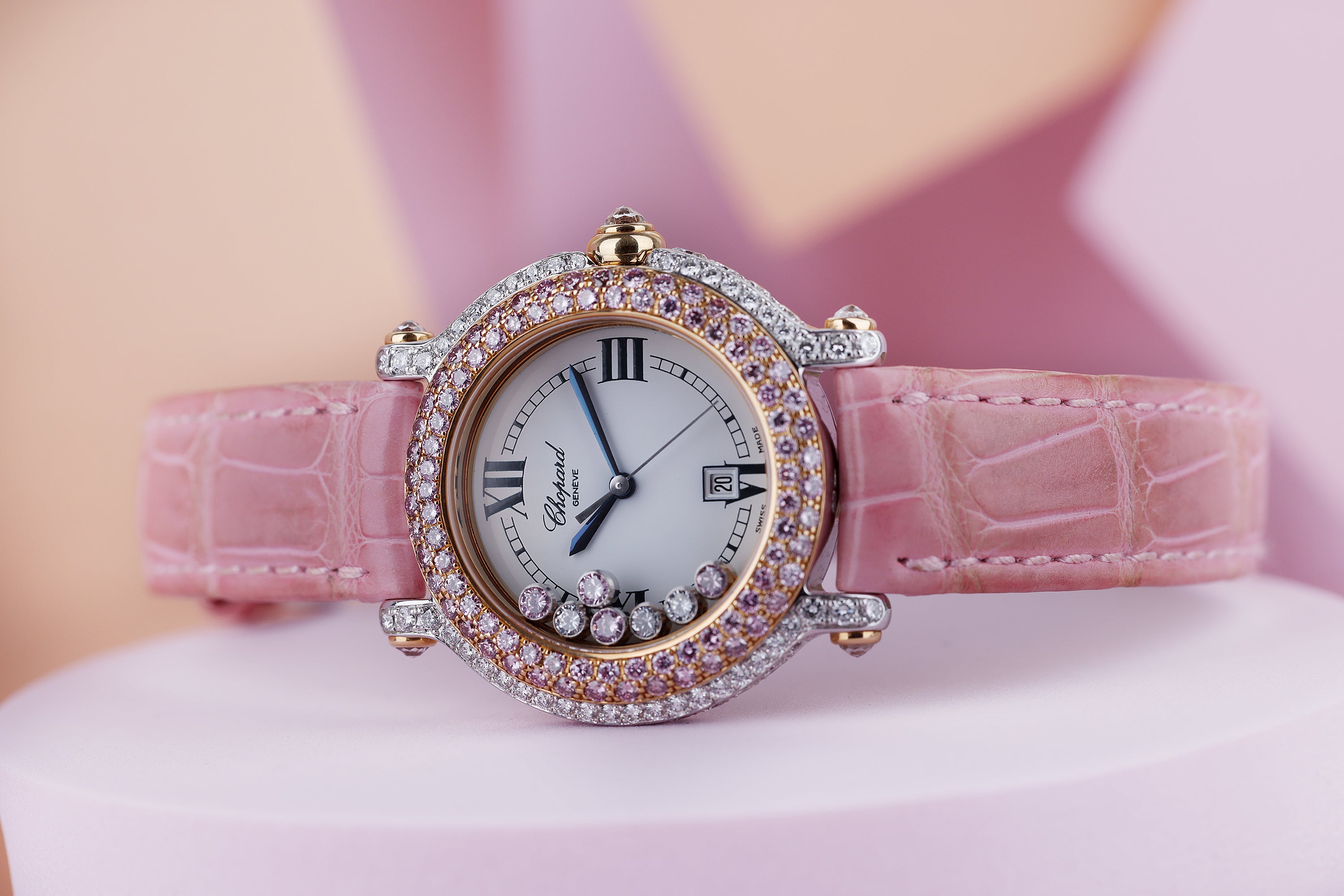 Chopard Happy Sport | REF. 4144 | Pink & White Diamonds | 18k White & Rose Gold