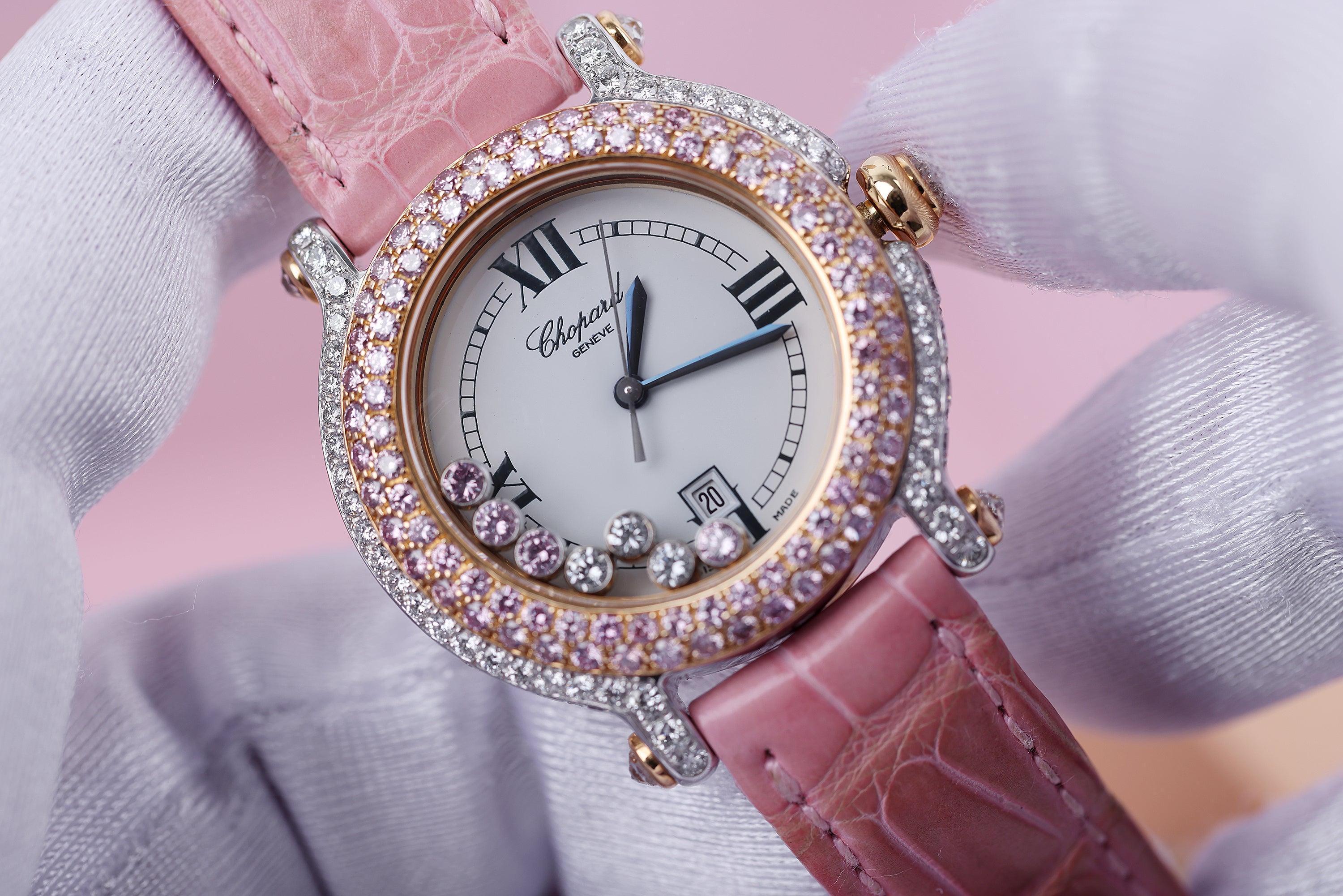 Chopard Happy Sport | REF. 4144 | Pink & White Diamonds | 18k White & Rose Gold