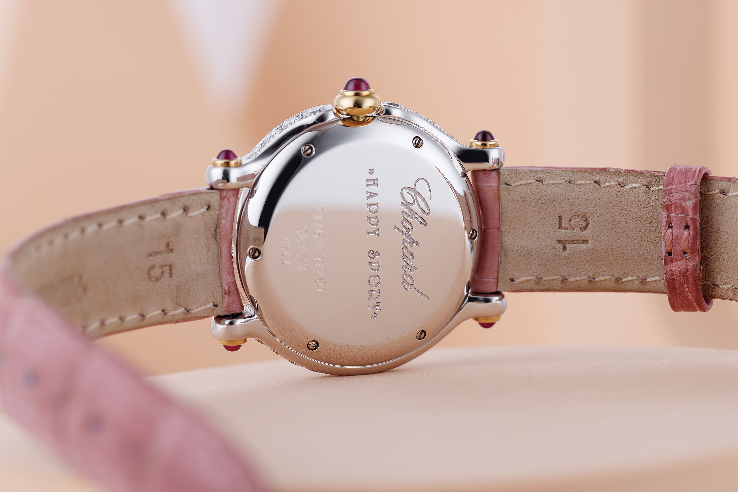 Chopard Happy Sport | REF. 27/6180/401 | Pink Mother of Pearl Dial | Pink & White Diamonds | 32mm | 18k White & Rose Gold
