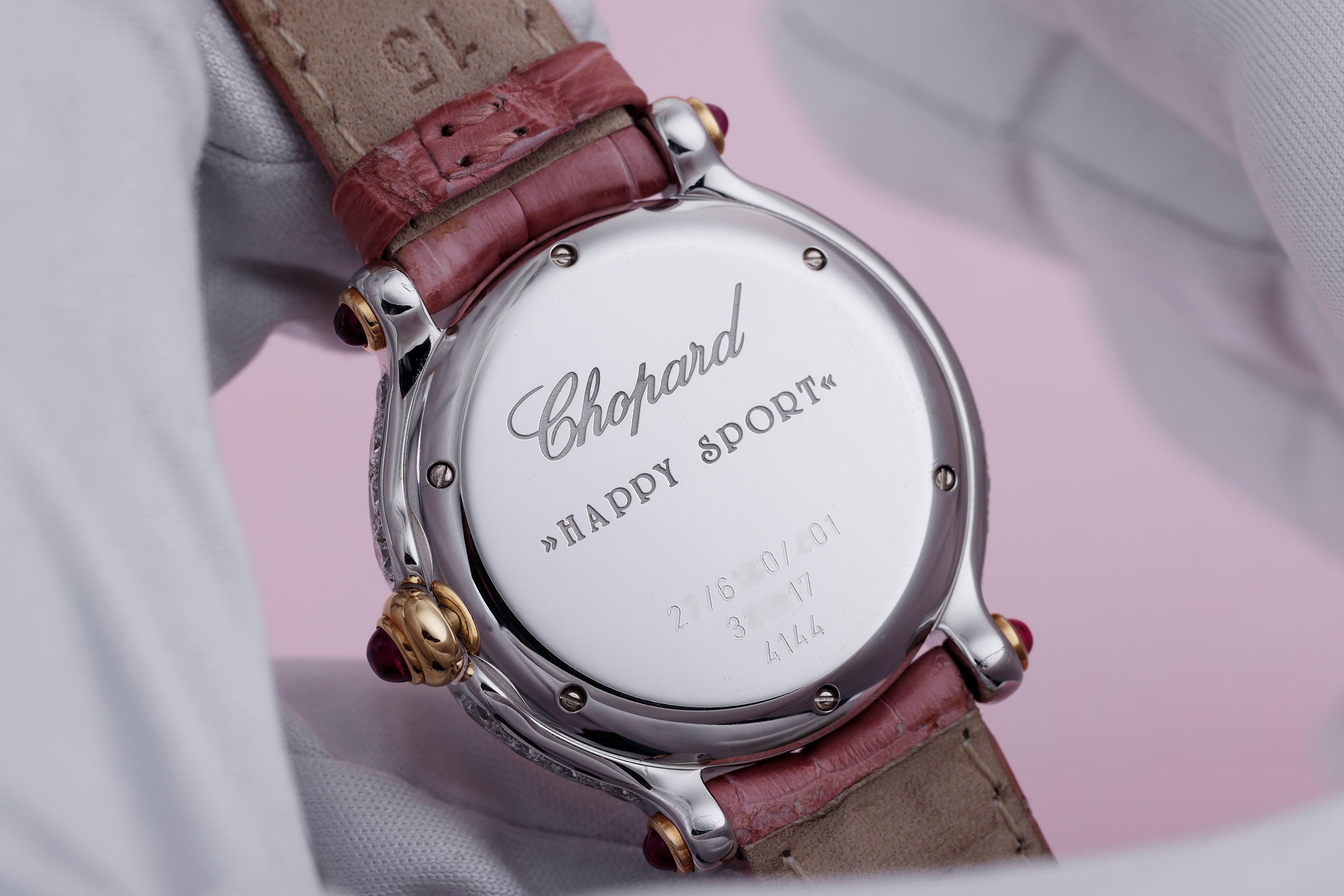 Chopard Happy Sport | REF. 27/6180/401 | Pink Mother of Pearl Dial | Pink & White Diamonds | 32mm | 18k White & Rose Gold