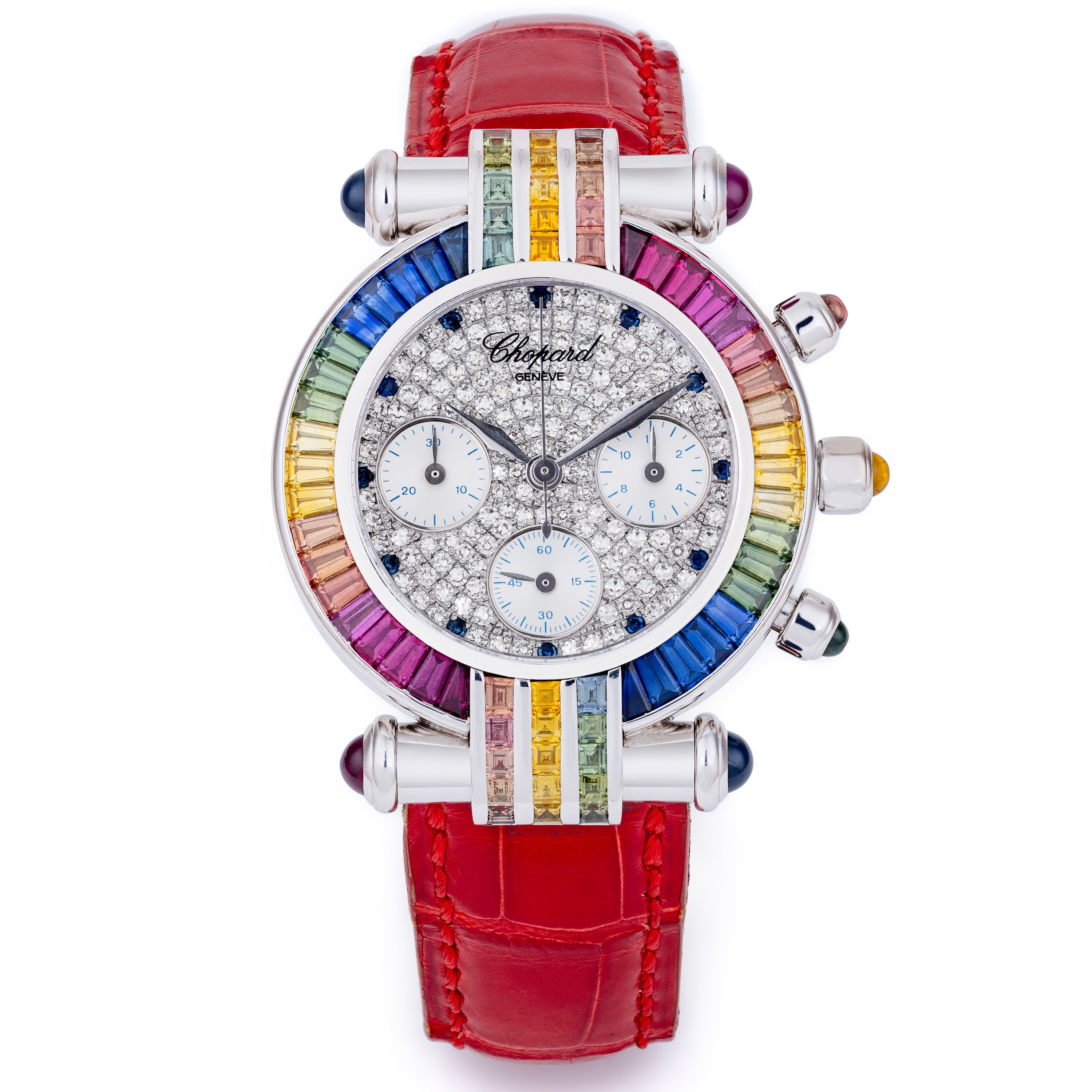 Chopard Imperiale | REF. 38/3183-401 | Rainbow Sapphires & Pave Diamond Dial | 18k White Gold | Box & Papers | 32mm