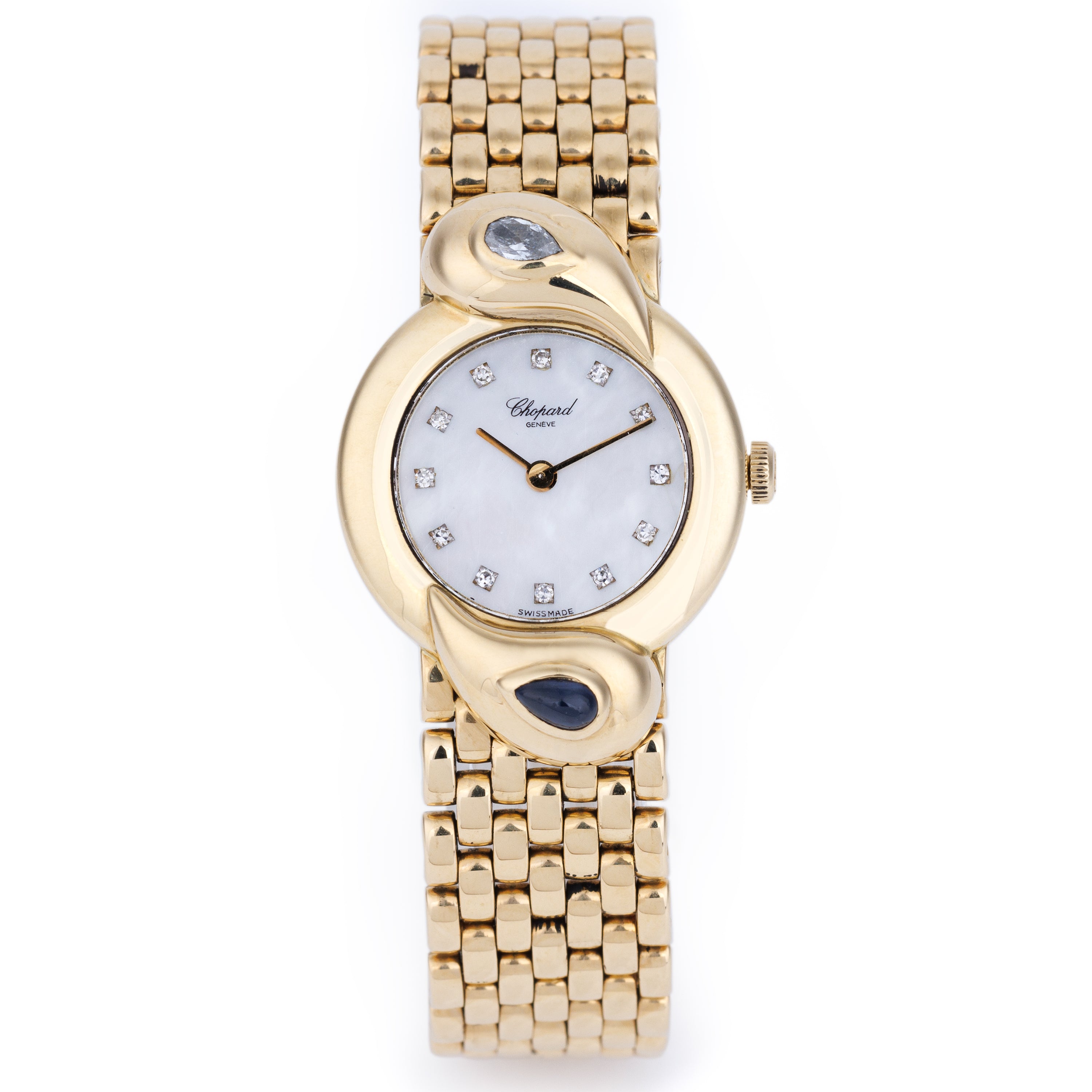 Chopard Ladies Wristwatch | REF. 442429 | 18k Yellow Gold | Mother of Pearl Diamond Dial | Sapphire & Diamond Shoulder