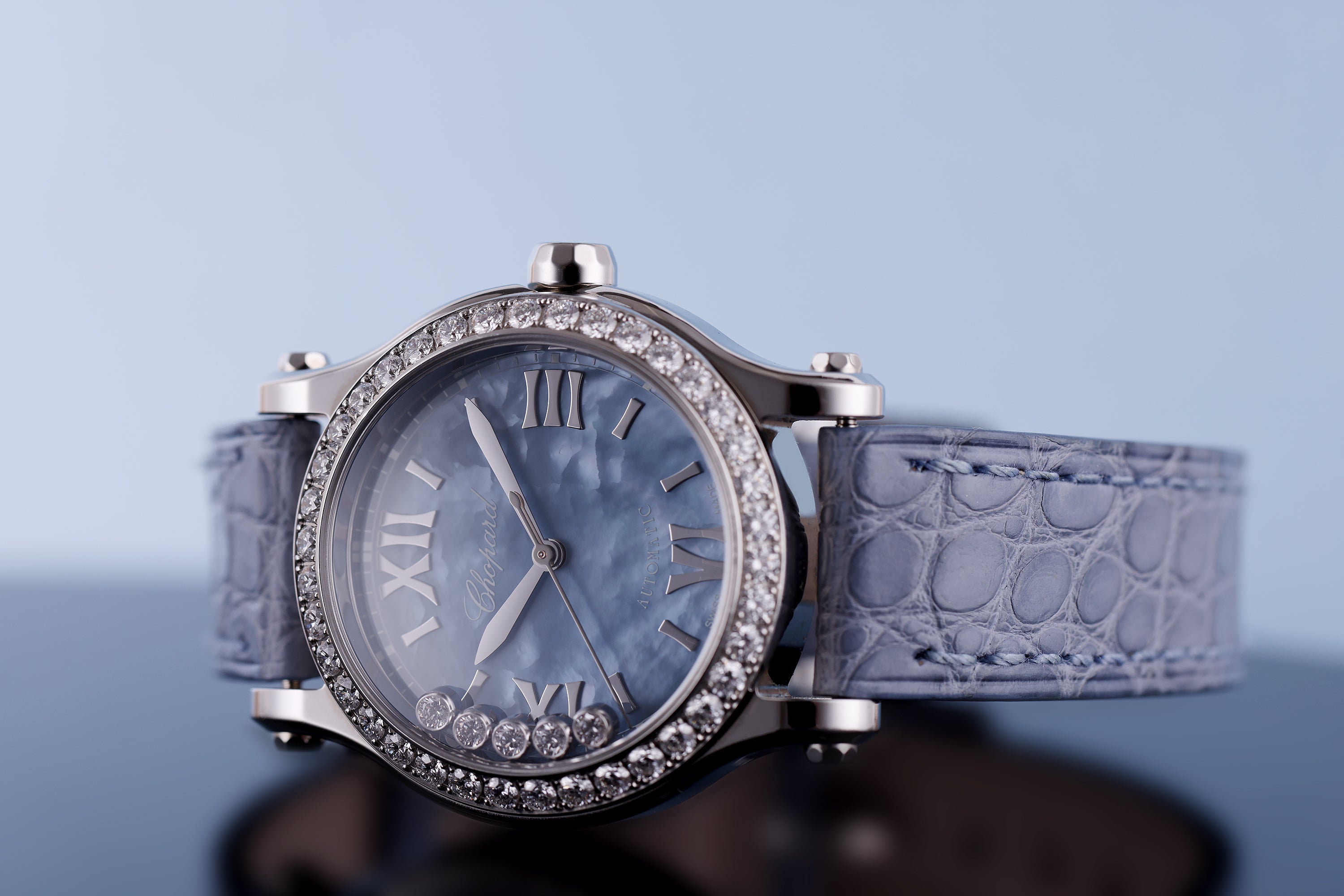 Chopard Happy Sport | REF. 278573-3010 | Blue Mother of Pearl | Automatic | 30mm | Diamond Bezel | Stainless Steel