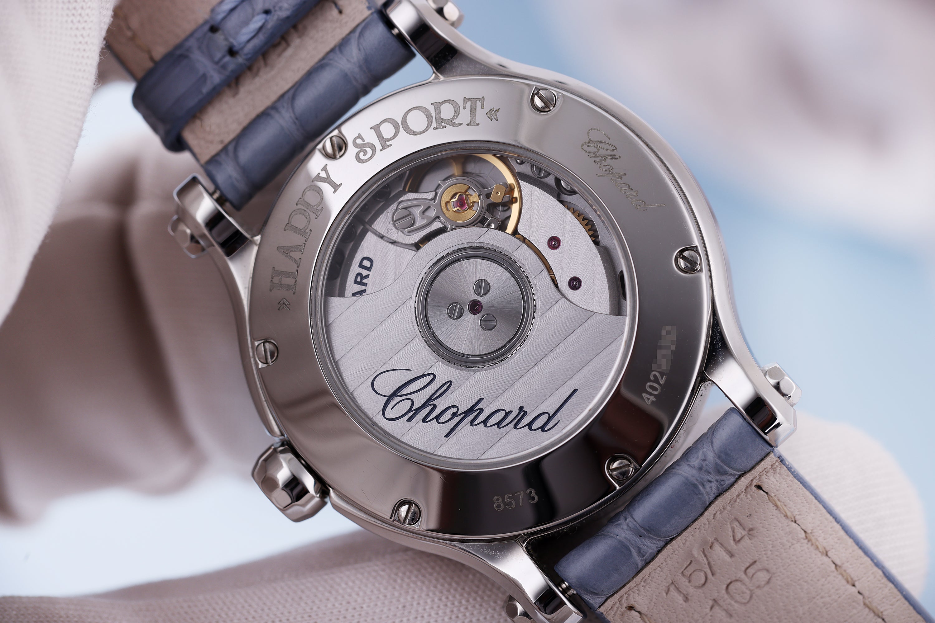 Chopard Happy Sport | REF. 278573-3010 | Blue Mother of Pearl | Automatic | 30mm | Diamond Bezel | Stainless Steel