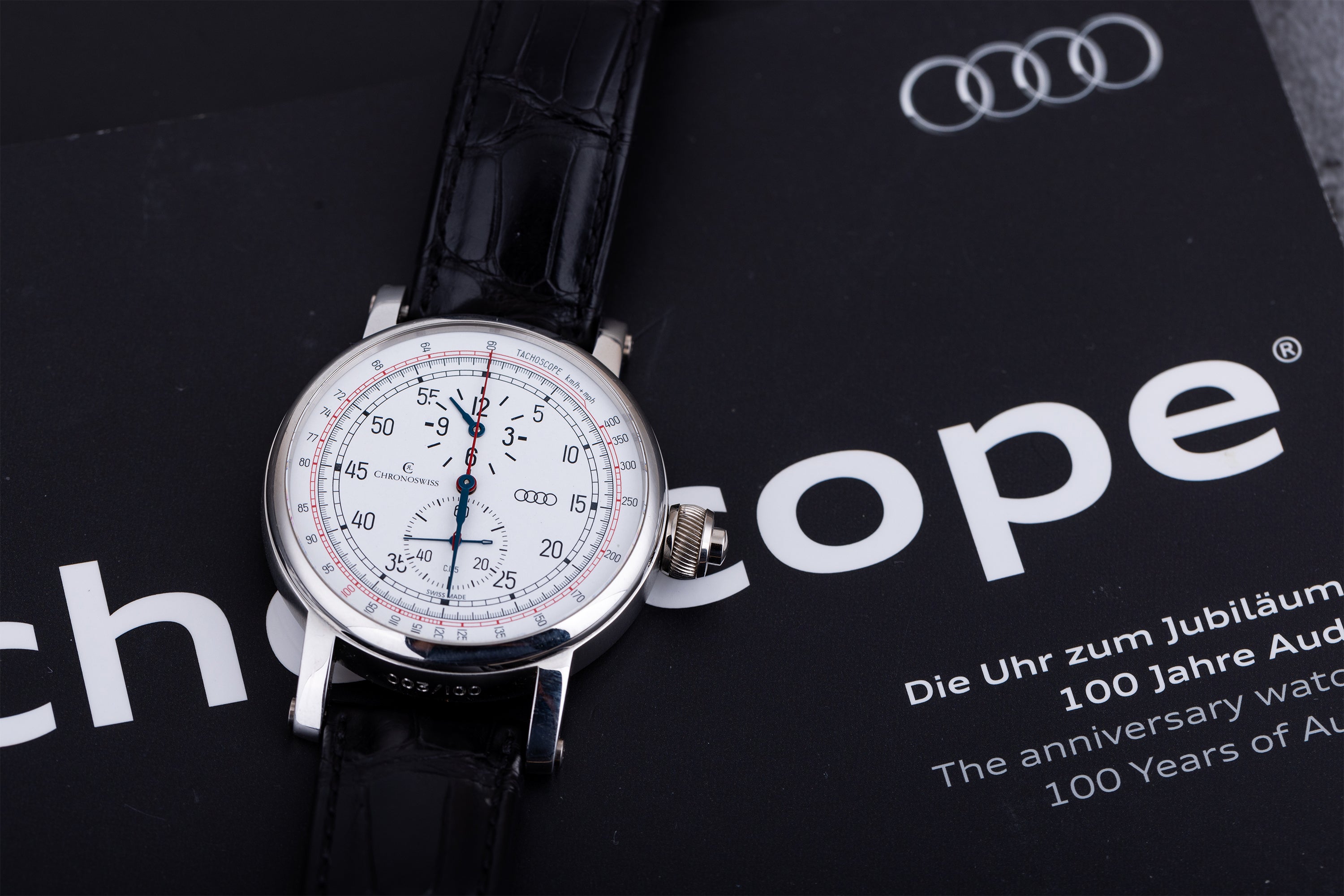Chronoswiss Tachoscope | Audi 100 Years Anniversary Watch, Limited 100 Pieces | REF. CHA 1520 | Enamel Dial | Platinum