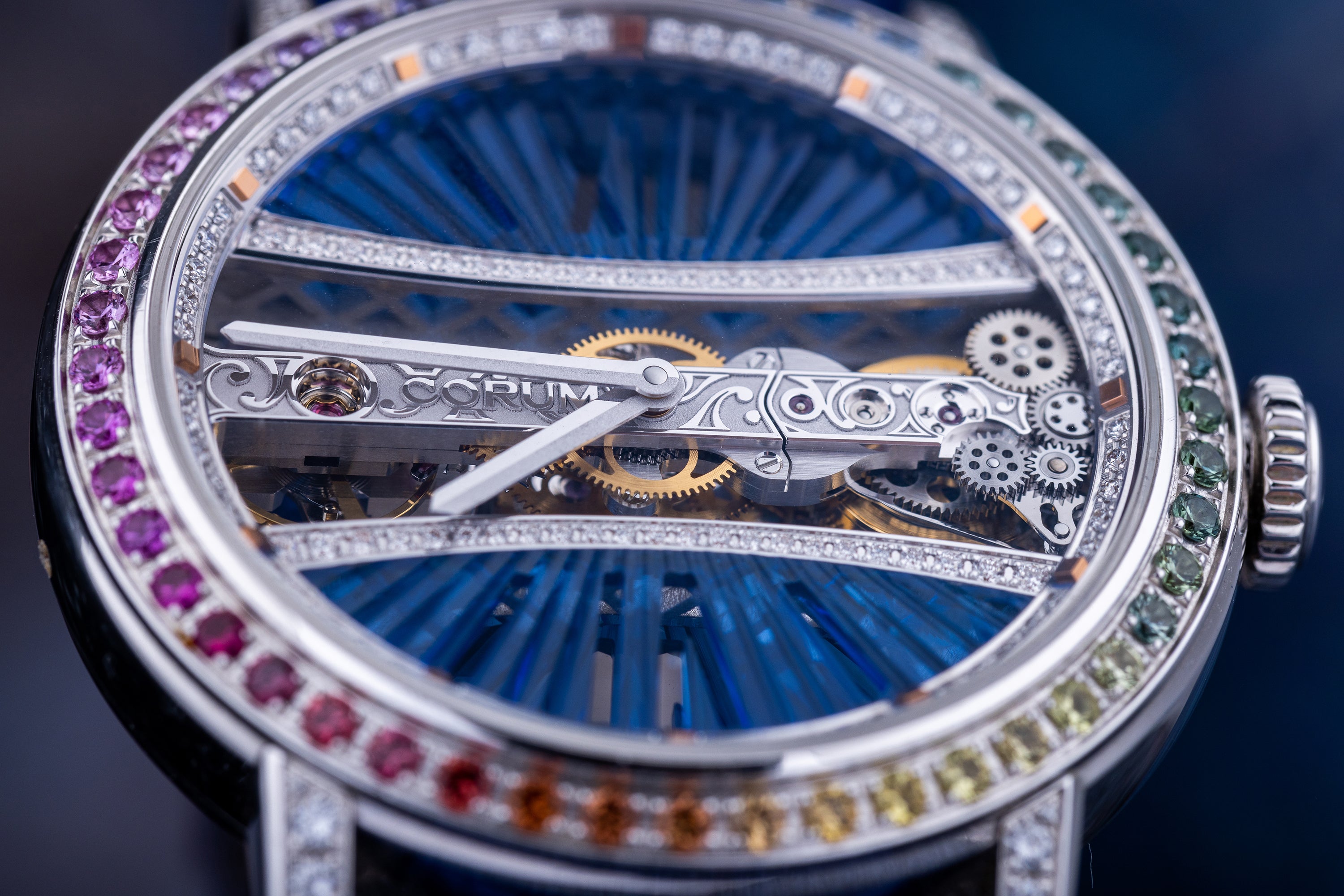 Corum Golden Bridge 39 | REF. B113/03852 | 18k White Gold | Diamond & Rainbow Bezel
