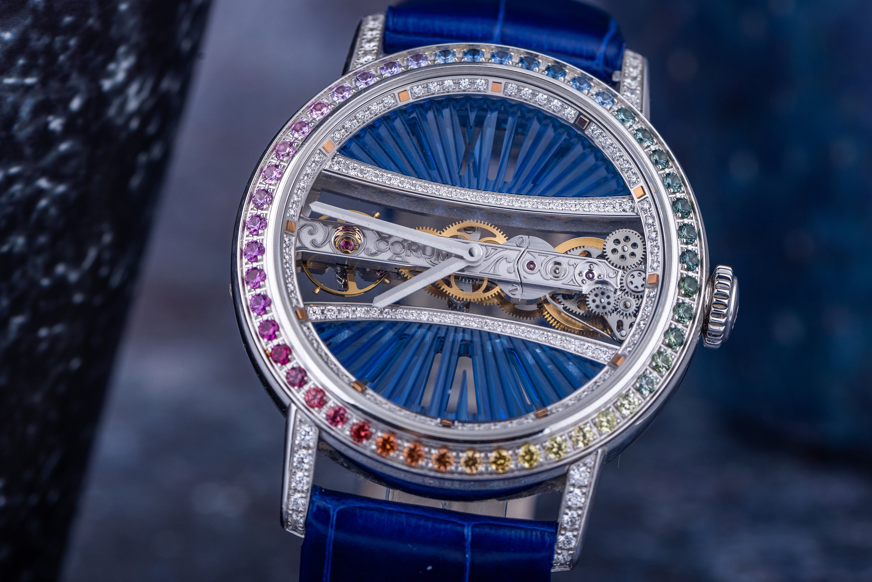 Corum Golden Bridge 39 | REF. B113/03852 | 18k White Gold | Diamond & Rainbow Bezel