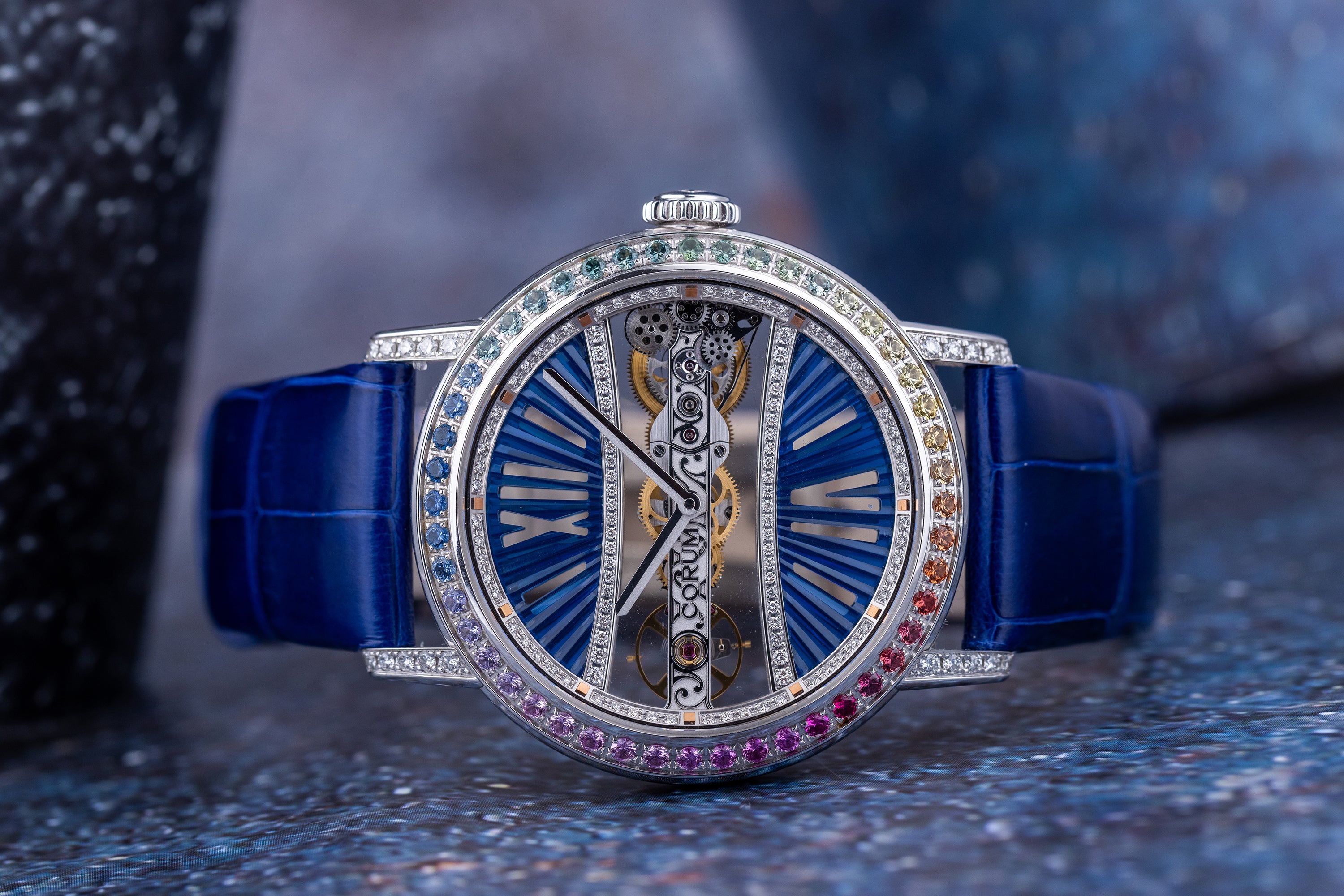 Corum Golden Bridge 39 | REF. B113/03852 | 18k White Gold | Diamond & Rainbow Bezel