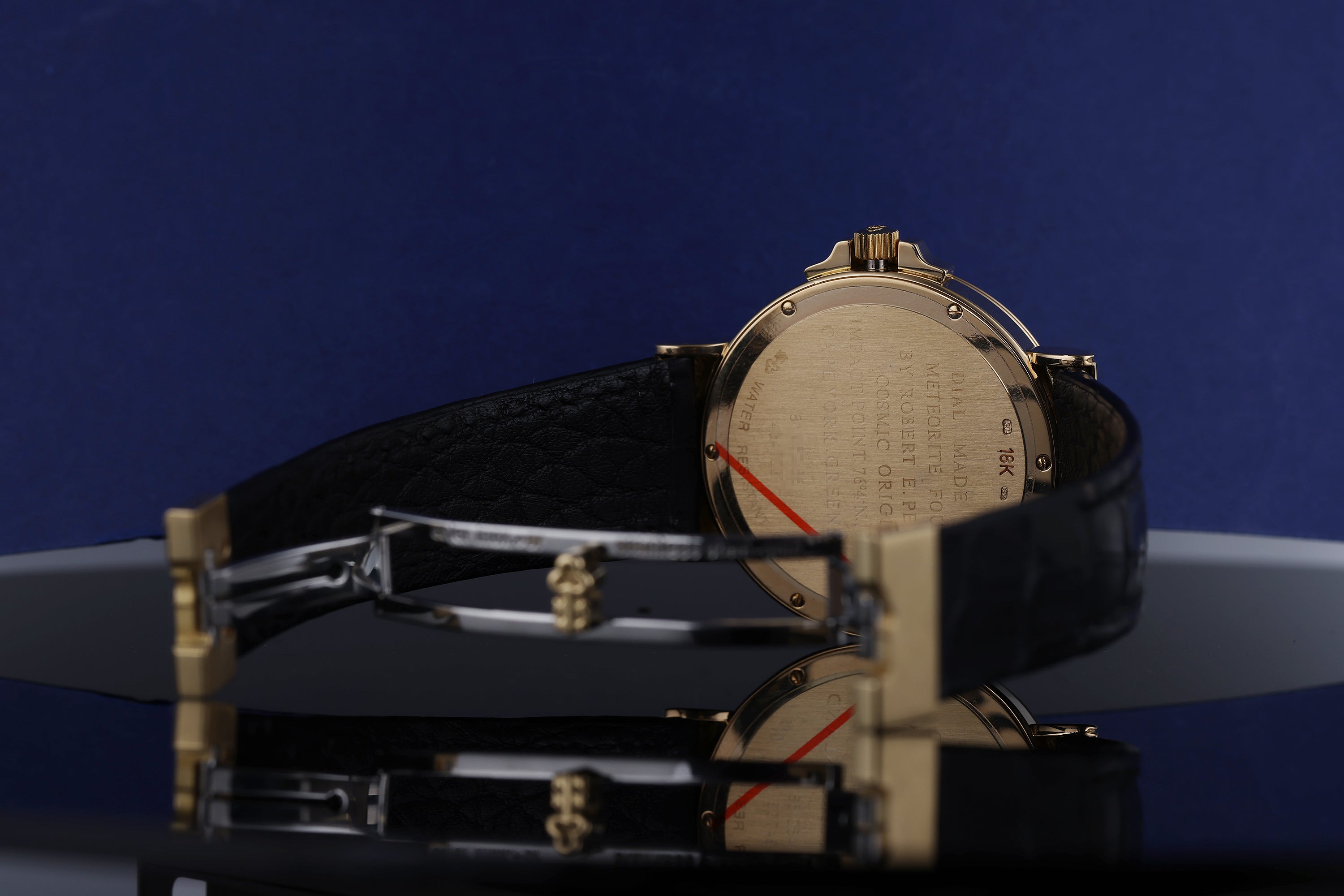 Corum 'Meteorite Peary' | REF. 81.450.56 | Moonphase & Date Display | Meteorite Dial | Blue Enamel | 18k Yellow Gold | Circa 1990's
