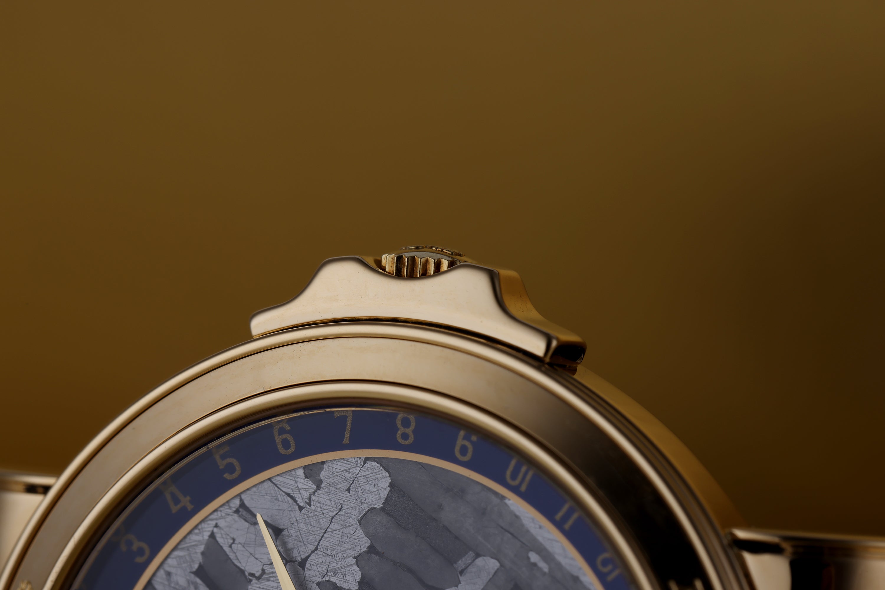 Corum 'Meteorite Peary' | REF. 81.450.56 | Moonphase & Date Display | Meteorite Dial | Blue Enamel | 18k Yellow Gold | Circa 1990's