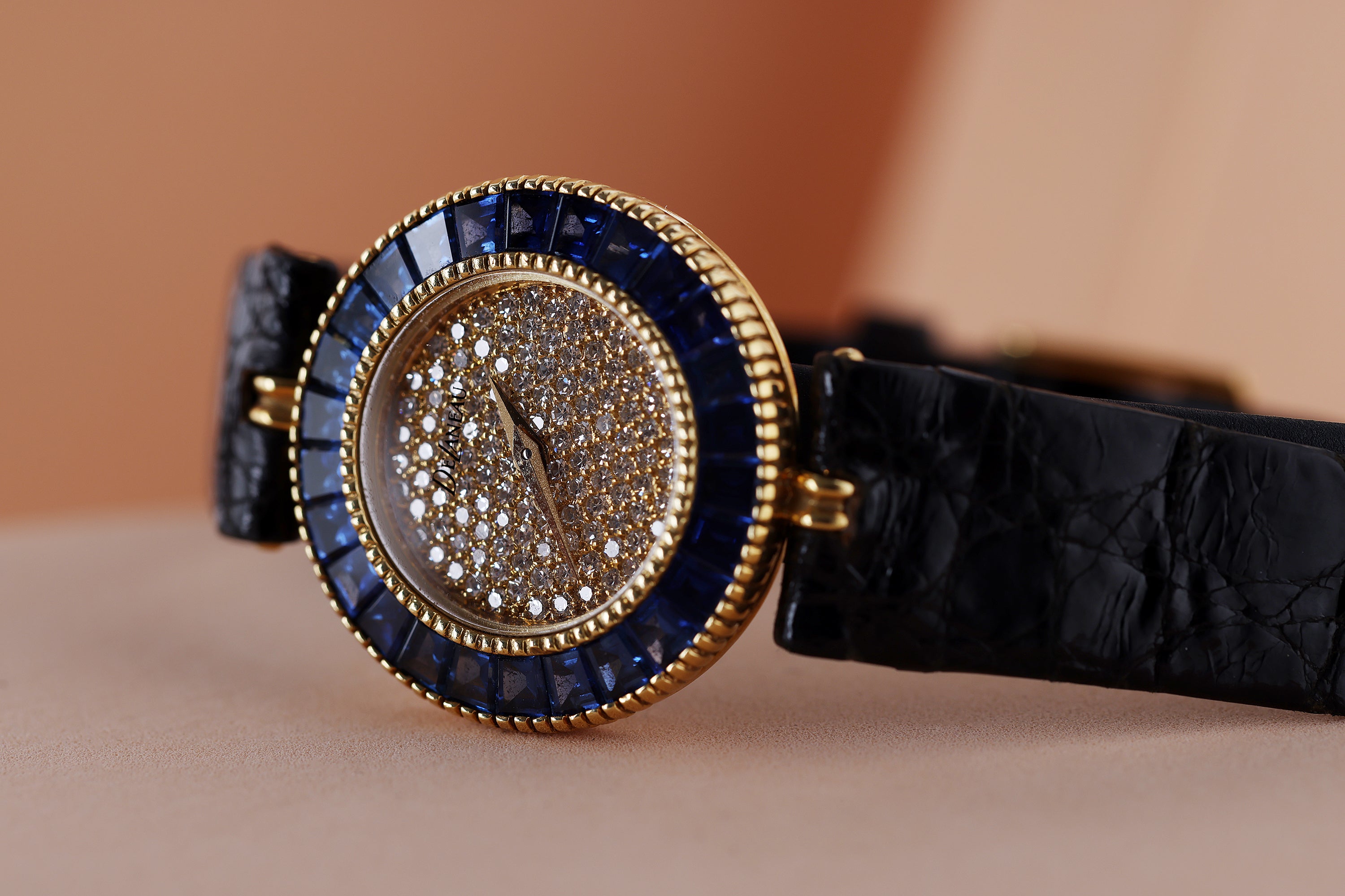 DeLaneau 1980s Vintage Ladies Watch Retailed by Kutchinsky | Pavé Diamond Dial | Sapphire Bezel | 24mm | 1990s