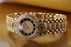 DeLaneau Triple Dial Triple Timezone Wristwatch | Pavé Diamond Dial, Bezel & Bracelet | 33mm | 18k Yellow Gold | Quartz