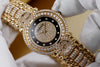 DeLaneau Triple Dial Triple Timezone Wristwatch | Pavé Diamond Dial, Bezel & Bracelet | 33mm | 18k Yellow Gold | Quartz