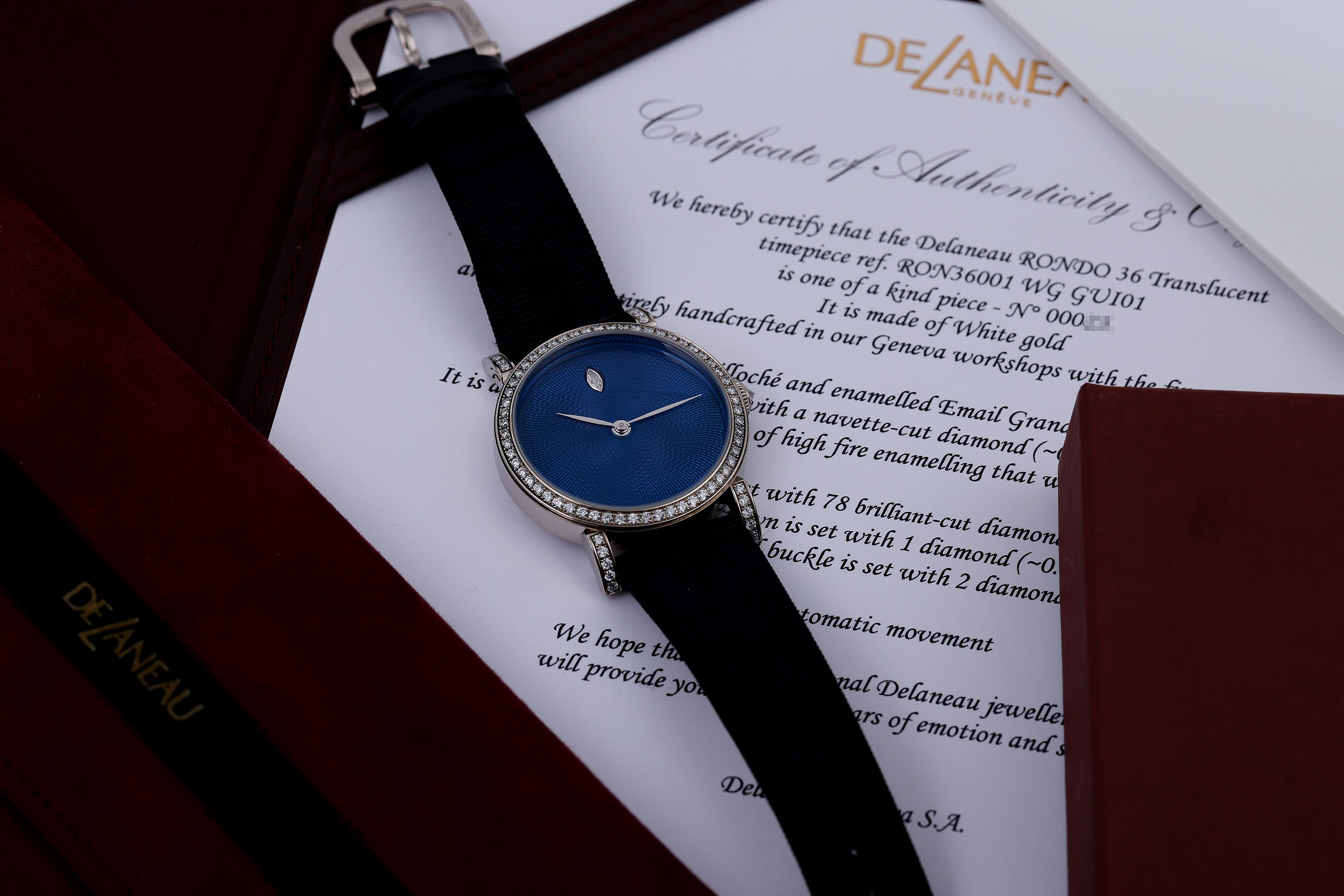 DeLaneau | Rondo 36 Translucent | REF. RON36001 WG GUI01 | Piece Unique | 18k White Gold | Box & Papers | RRP £32,400