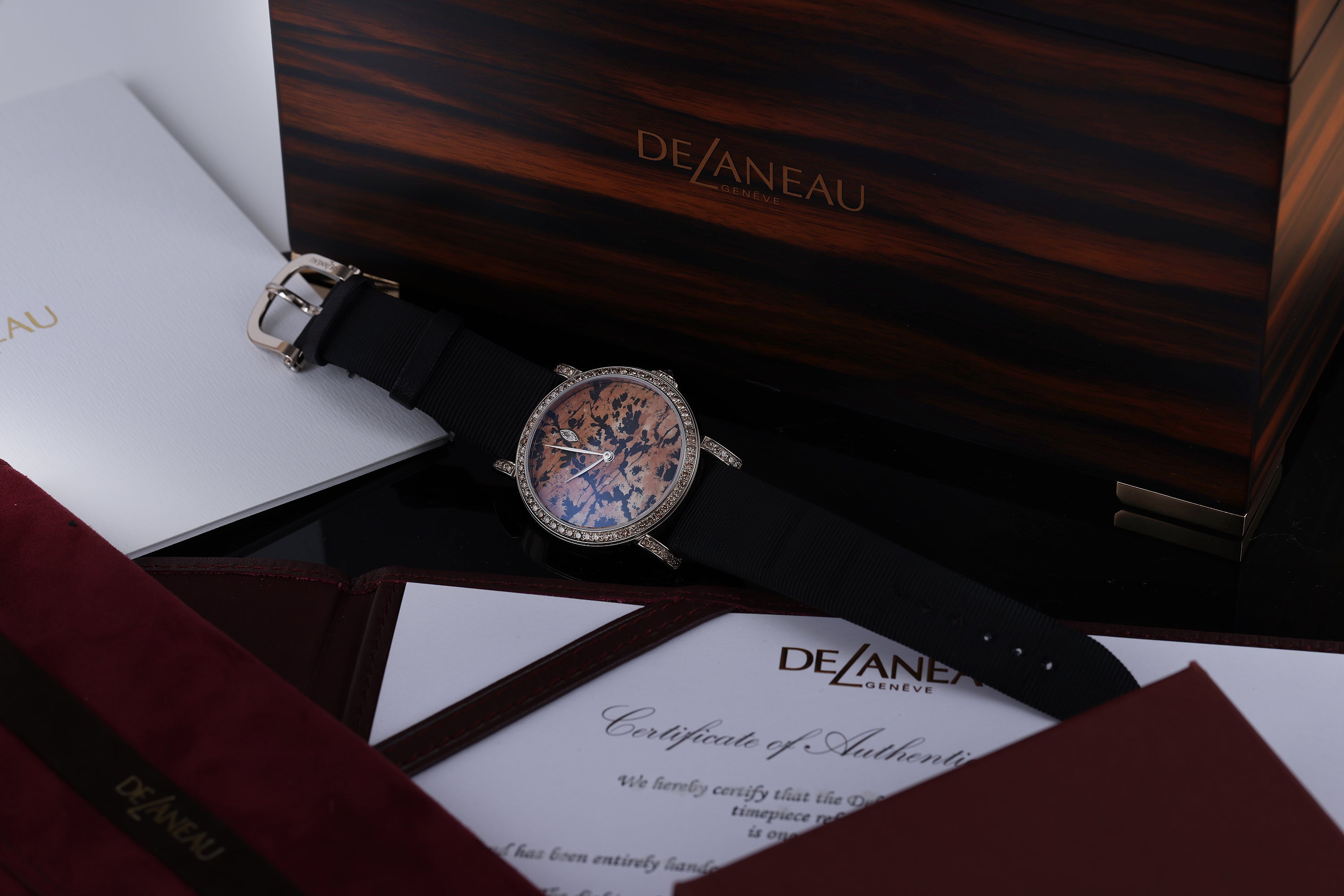 DeLaneau | Rondo 36 Italian Marble | REF. RON36004 WG PIE03 | Piece Unique | 18k Rose Gold | Box & Papers | RRP £32,400