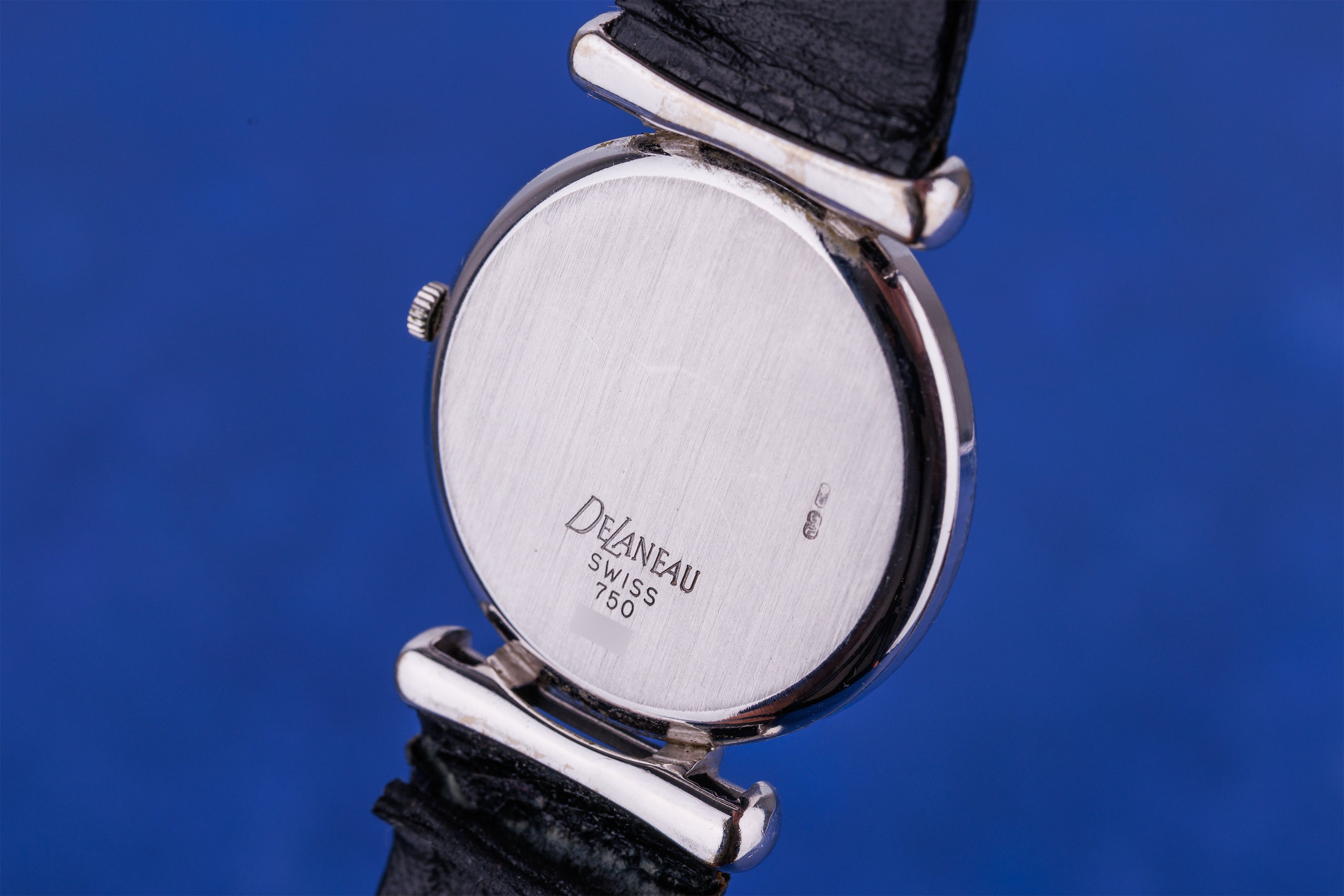 DeLaneau Vintage Ladies Watch | Pavé Diamond & Gold Engraved Dial | 18k White Gold | Quartz | 30mm | 1990s