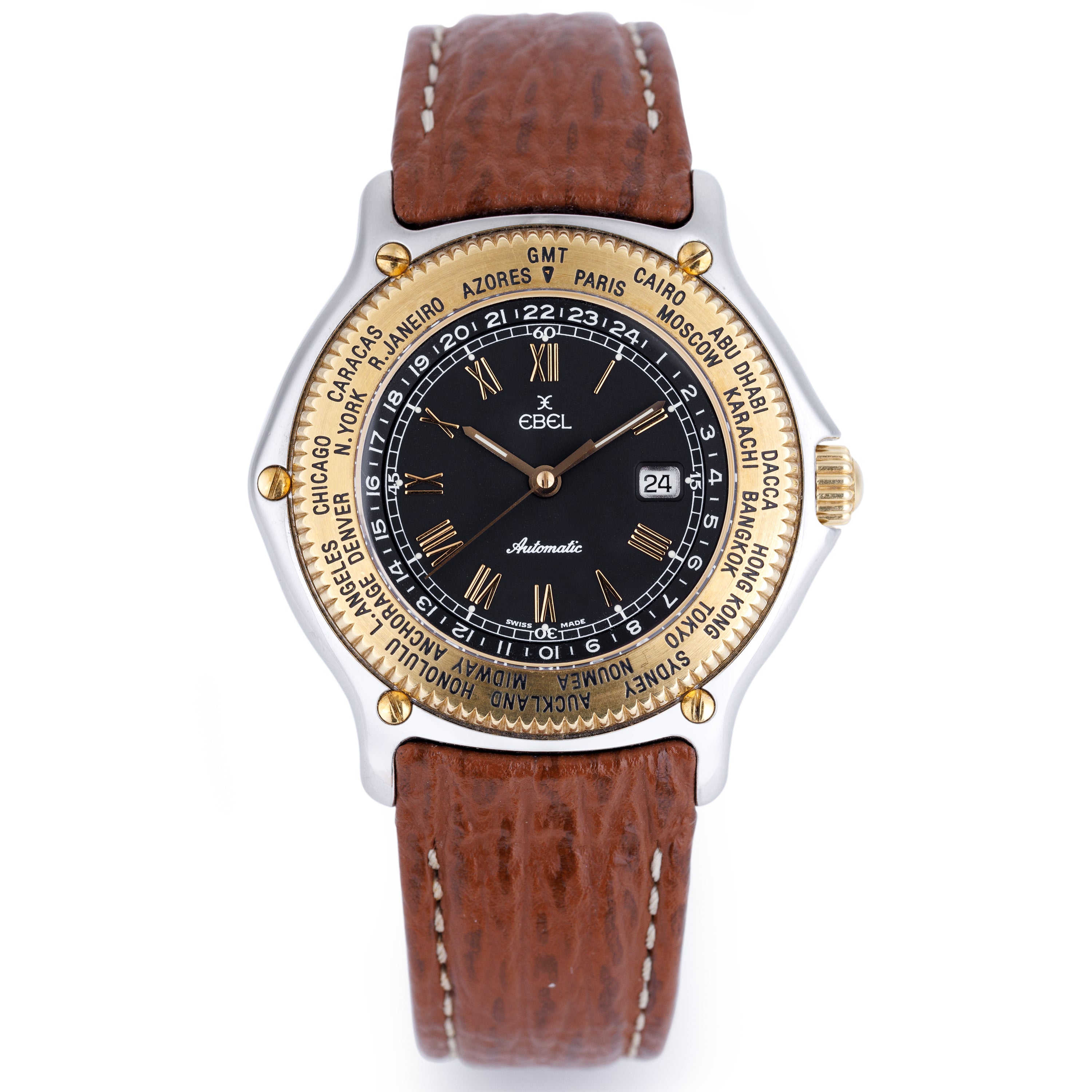 Ebel Voyager | REF. 1124913 | Black Dial | Automatic | 38mm | Stainless Steel & 18k Yellow Gold | 1990's