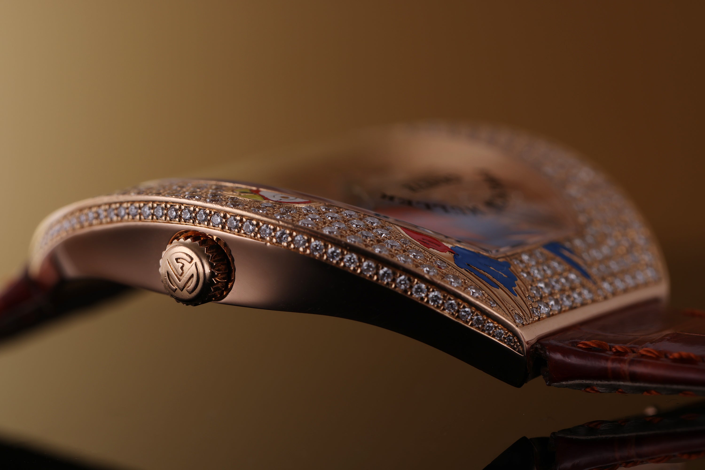 Franck Muller Infinity | 'Parrot' Limited Edition of 6 | REF. 3545 QZ PAR D CD | Pavé Diamonds & Enamel | 18k Rose Gold | 45 x 47 mm | 2010s?