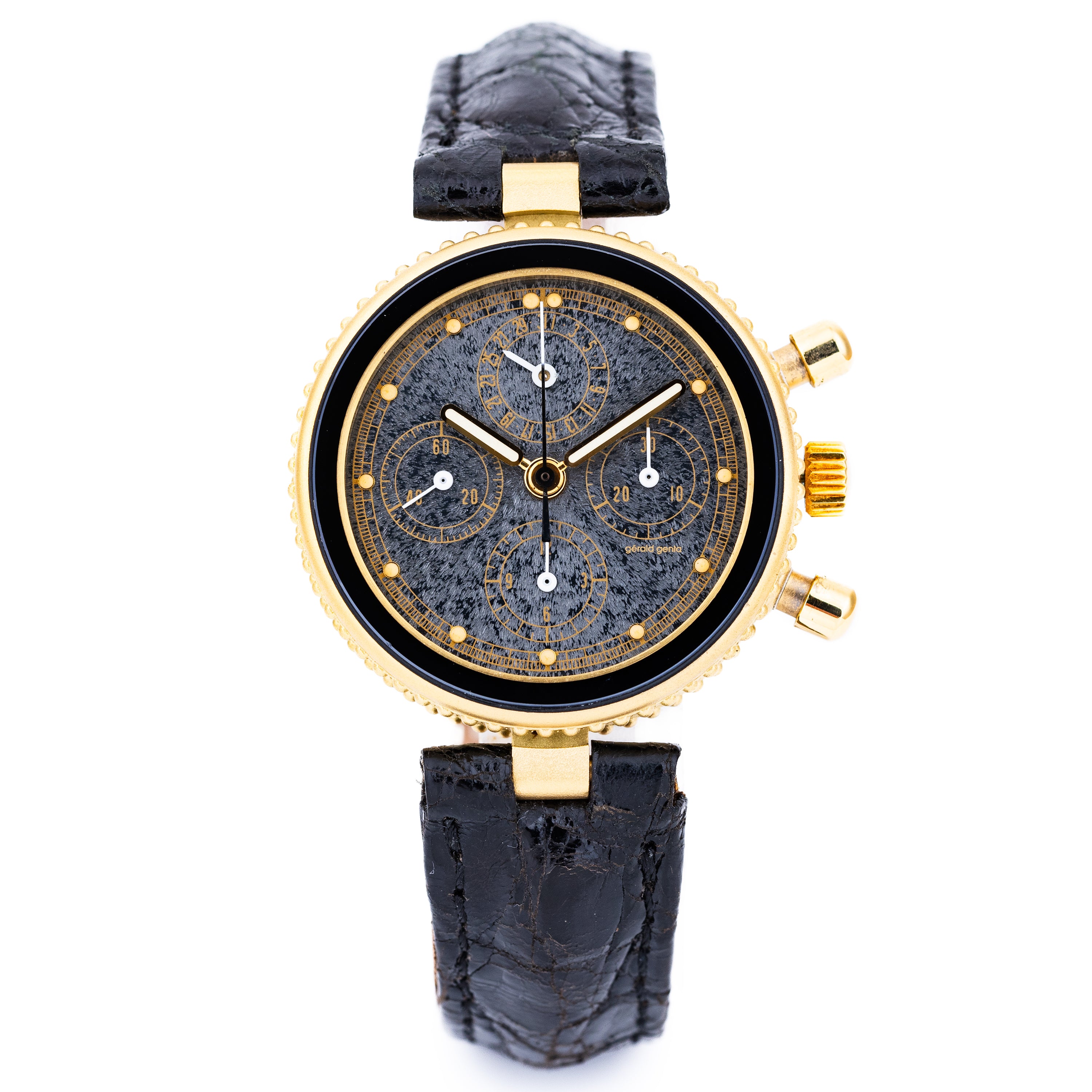 Gerald Genta Gefica | REF. G 3080.7 | Snowflake Obsidian Dial | 1980s | 18k Yellow Gold | 33.5mm