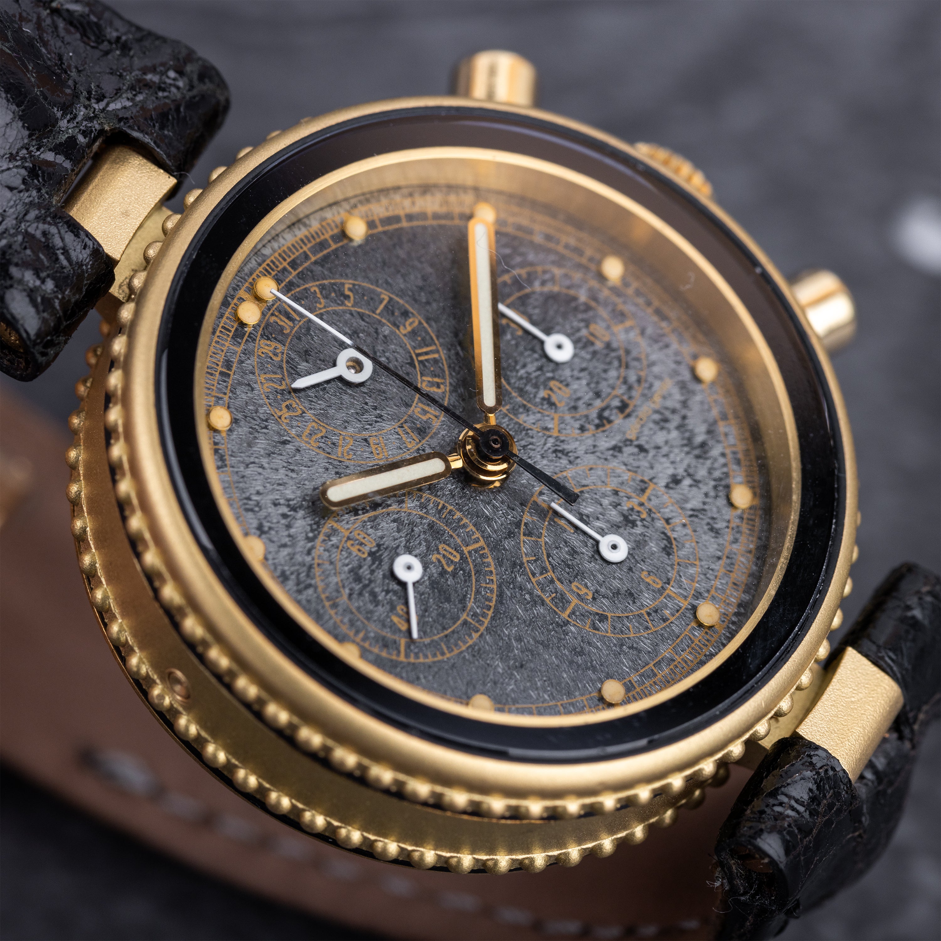 Gerald Genta Gefica | REF. G 3080.7 | Snowflake Obsidian Dial | 1980s | 18k Yellow Gold | 33.5mm