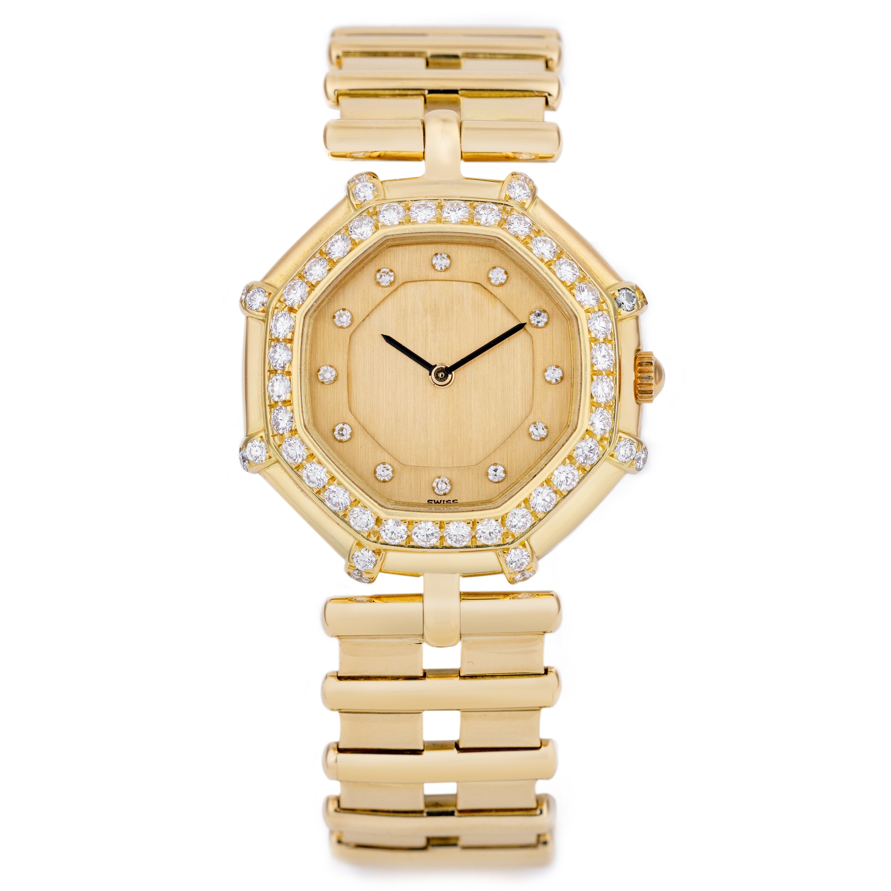 Unworn Gerald Genta Success | REF. G 2460.7 | Octagonal Case | Diamond Hours & Bezel | Gold Dial | 18k Yellow Gold | Circa 1990's