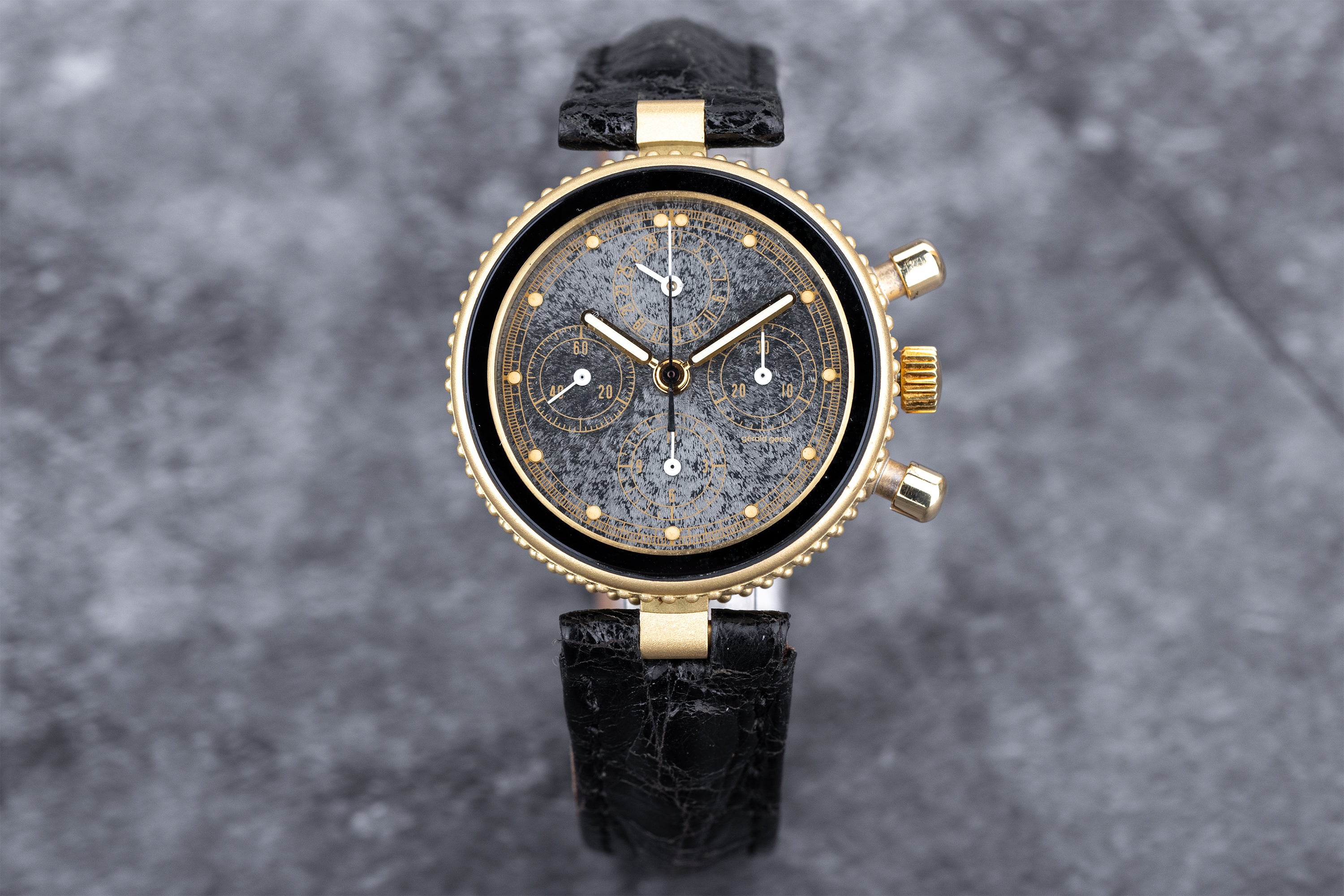 Gerald Genta Gefica | REF. G 3080.7 | Snowflake Obsidian Dial | 1980s | 18k Yellow Gold | 33.5mm