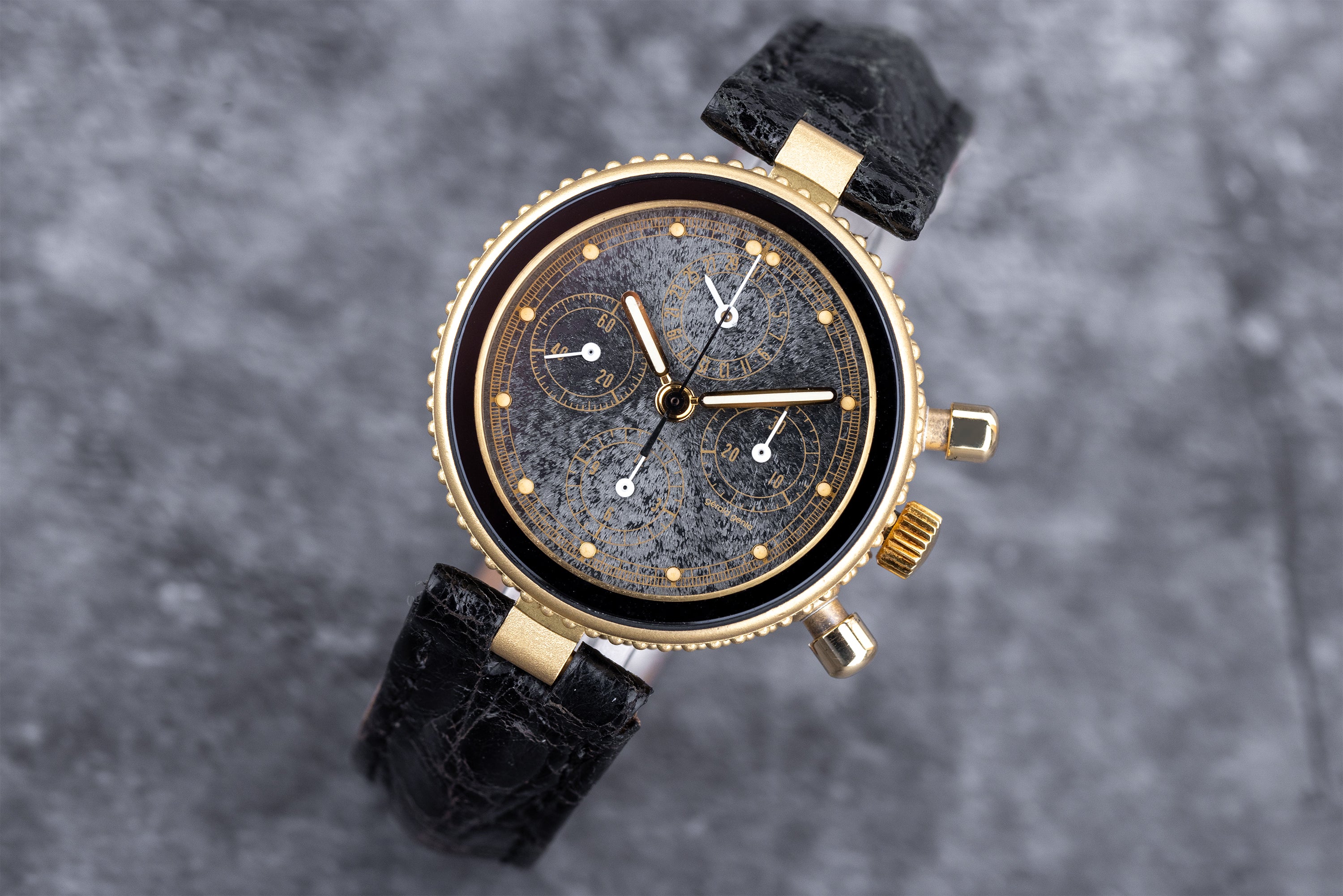Gerald Genta Gefica | REF. G 3080.7 | Snowflake Obsidian Dial | 1980s | 18k Yellow Gold | 33.5mm