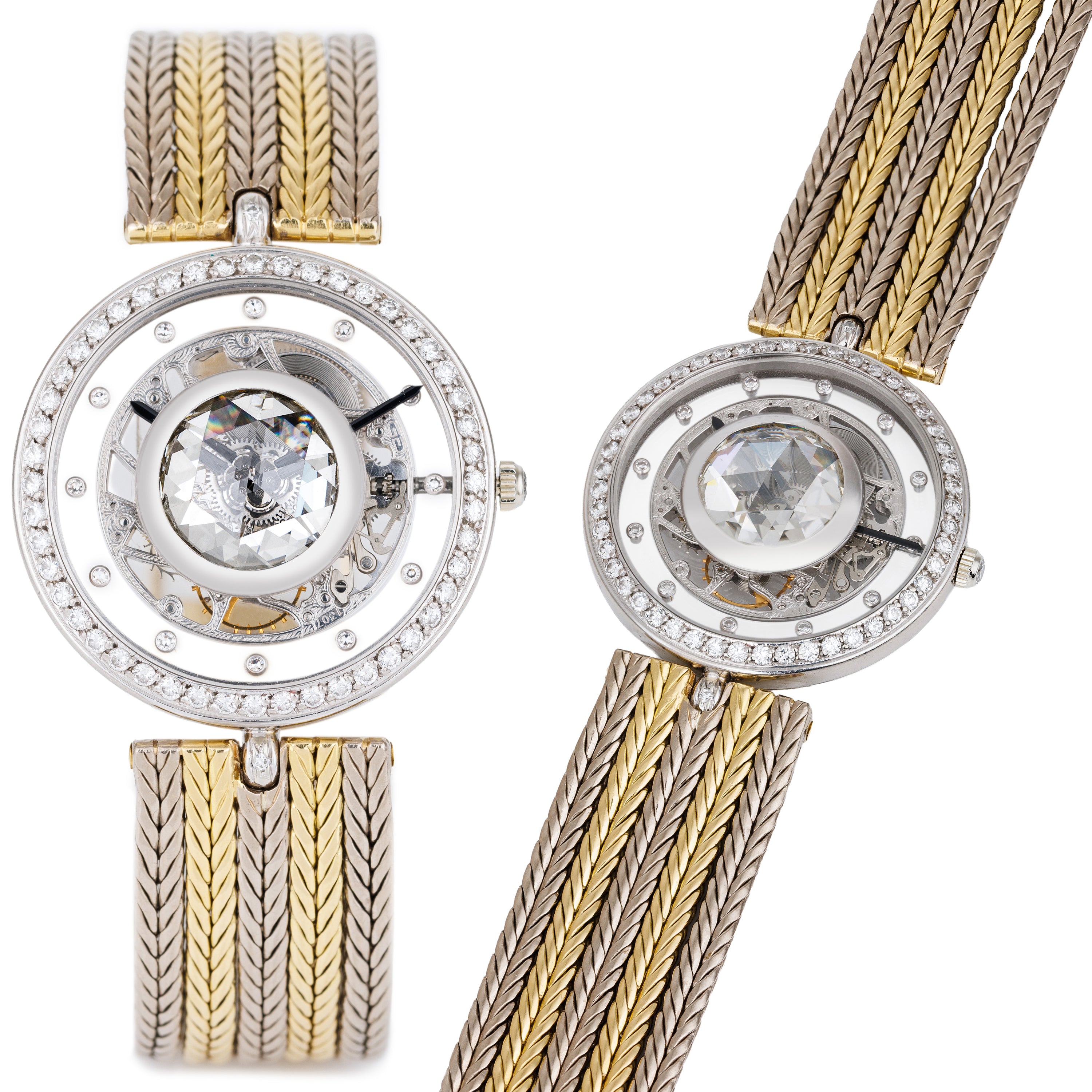 Gerald Genta Skeleton & Diamond Wristwatch | REF. G2297 | 18k White & Yellow Gold | Manual Wind | 32mm | 1990's