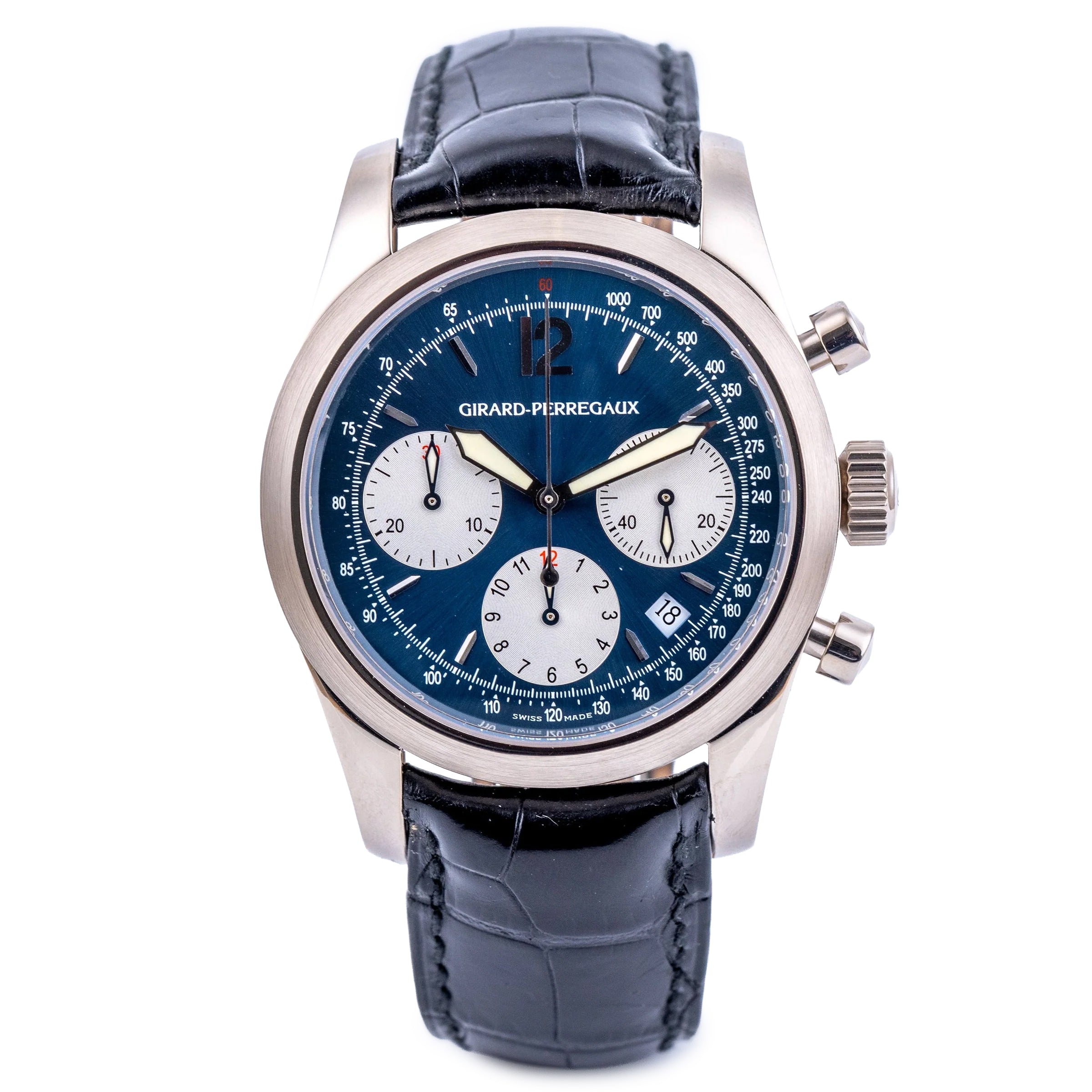 Girard Perregaux Chronograph | REF. 4956 | Blue Dial | 18k White Gold