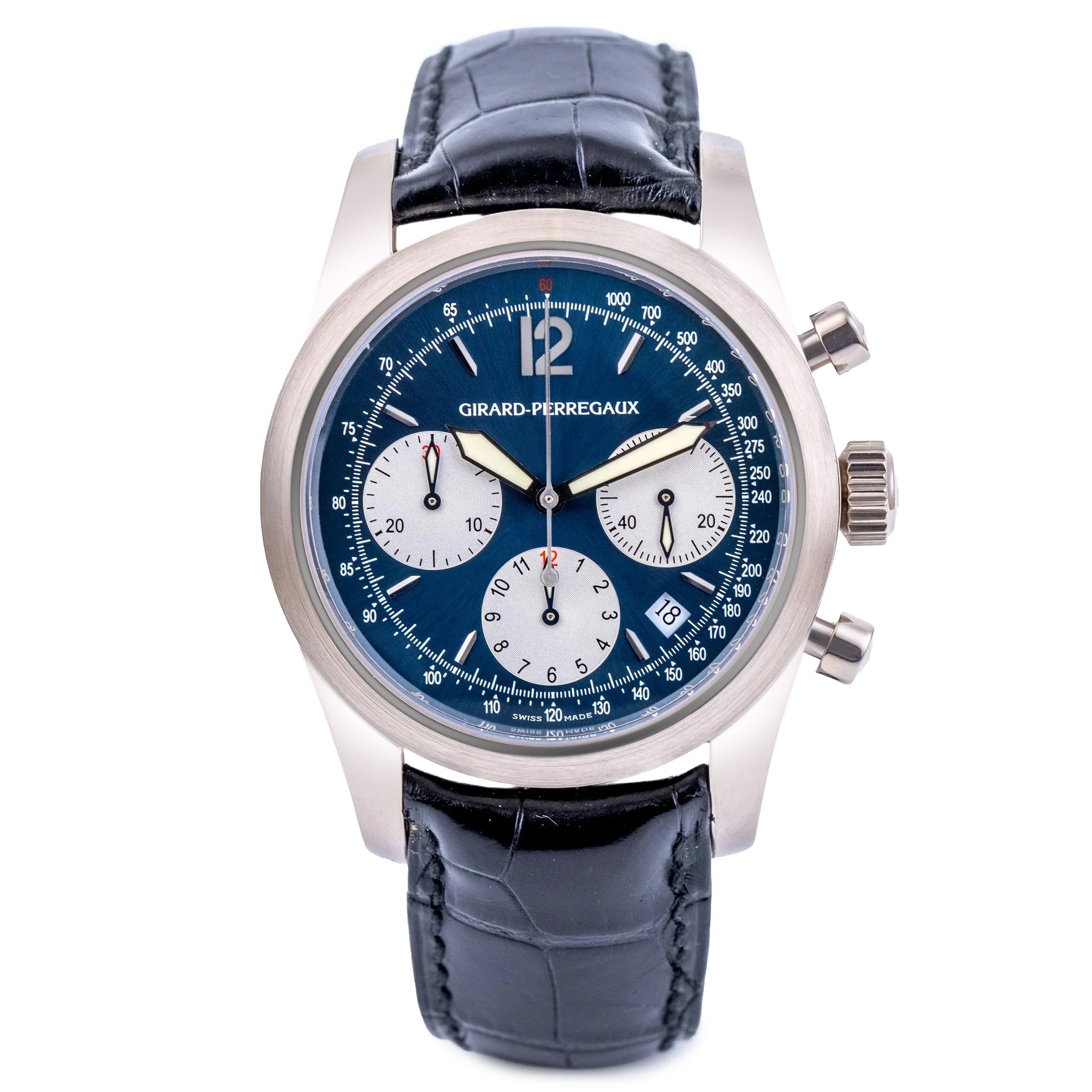 Girard Perregaux Chronograph | REF. 4956 | Blue Dial | 18k White Gold