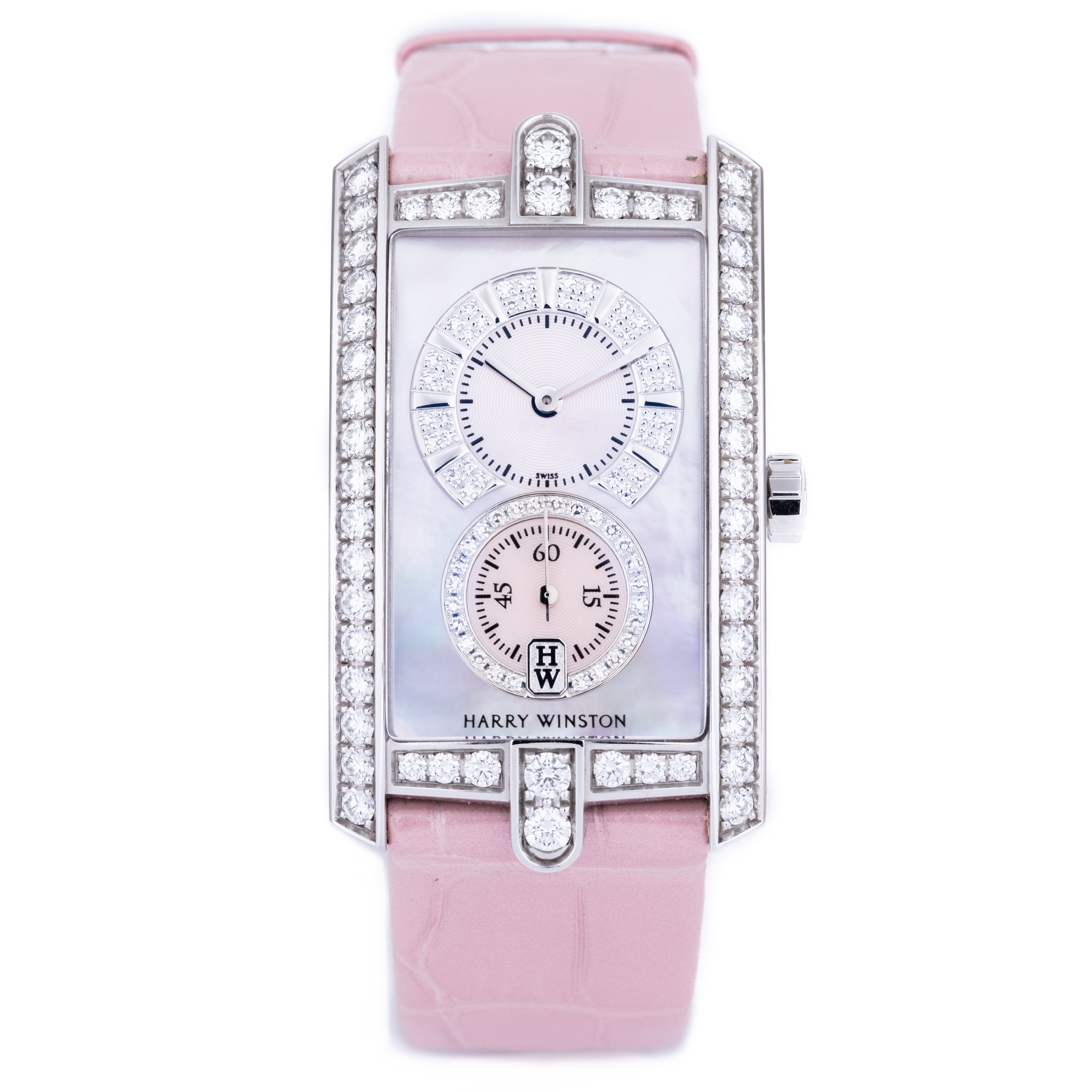 Harry Winston Avenue C | REF. 330/UMW | Mother of Pearl dial | Diamond Bezel & Centre Rings | 18k White Gold | Box & Papers