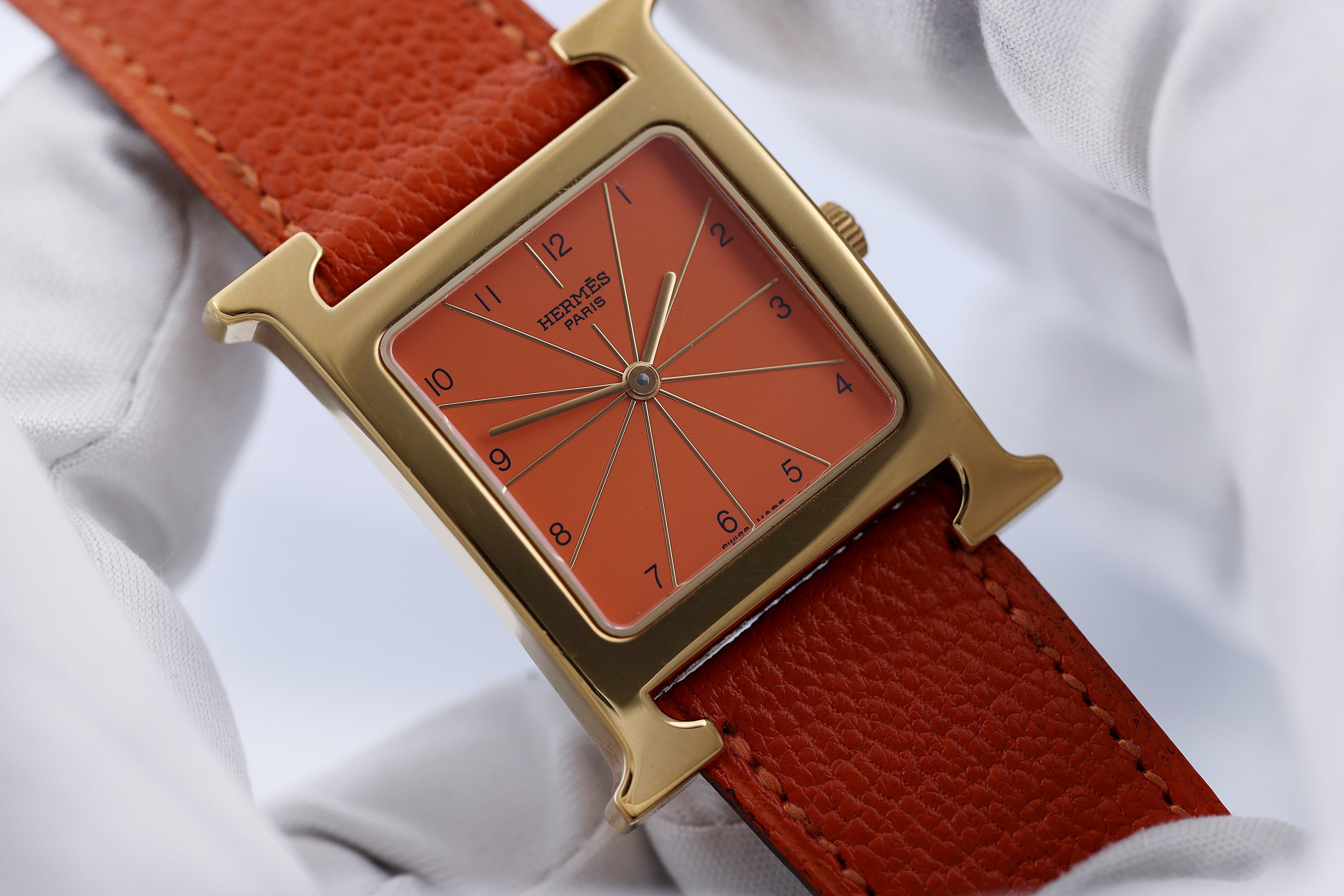 Hermes Heure H | REF. HH1.501 | Orange Dial | Gold Plated | 26mm | Box & Papers | 2005