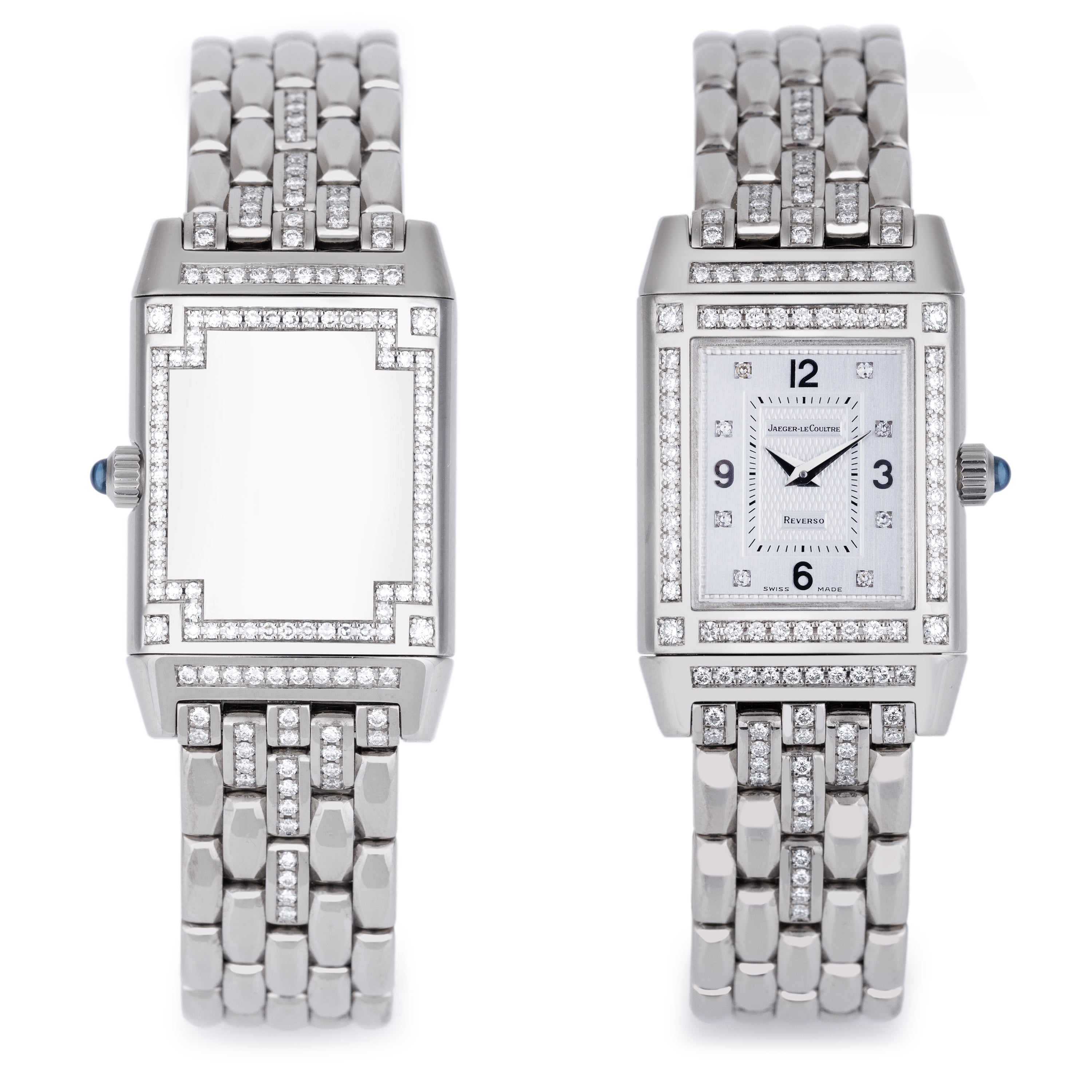 Jaeger-LeCoultre Reverso Duetto | REF. 267.3.86 | Diamond Dial, Bezel & Bracelet | 18k White Gold | 20.5mm | Quartz | Box & Papers | 2000