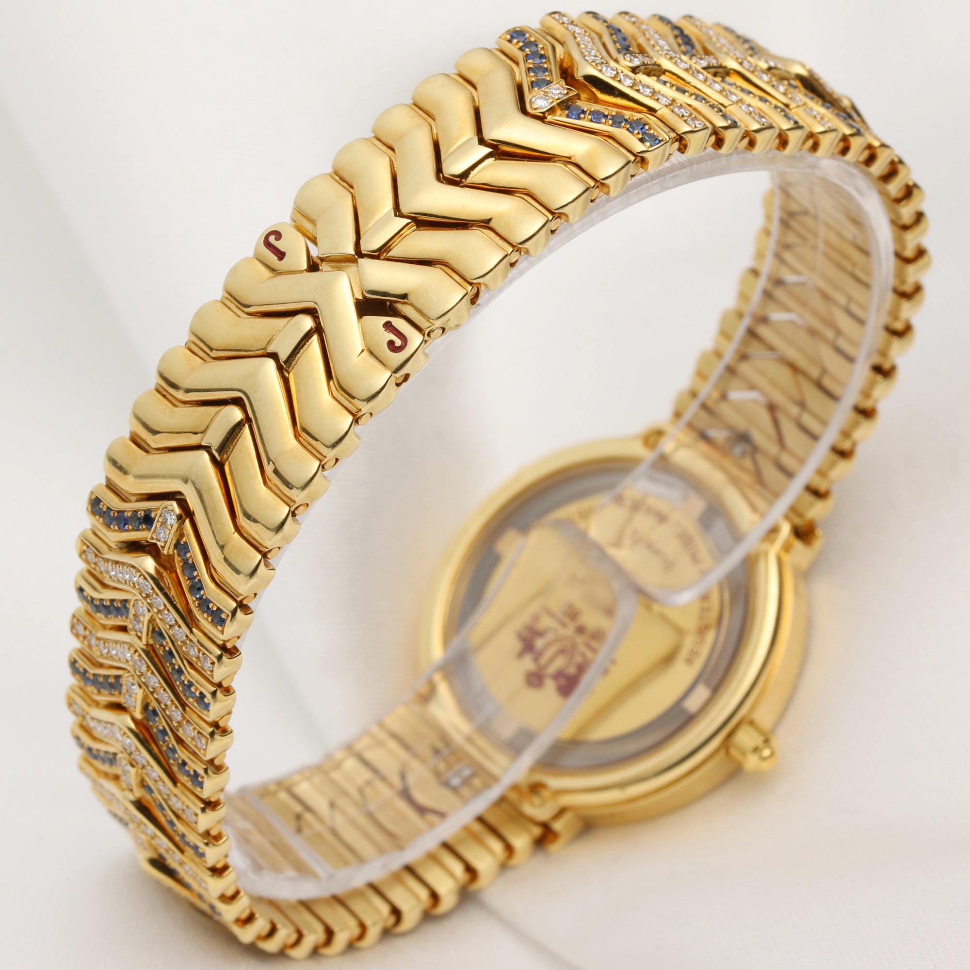 Juvenia Vintage Ladies Gold Watch | REF. 238 | Pavé Diamonds & Sapphires | 18k Yellow Gold | 26.5mm | Circa 1990's