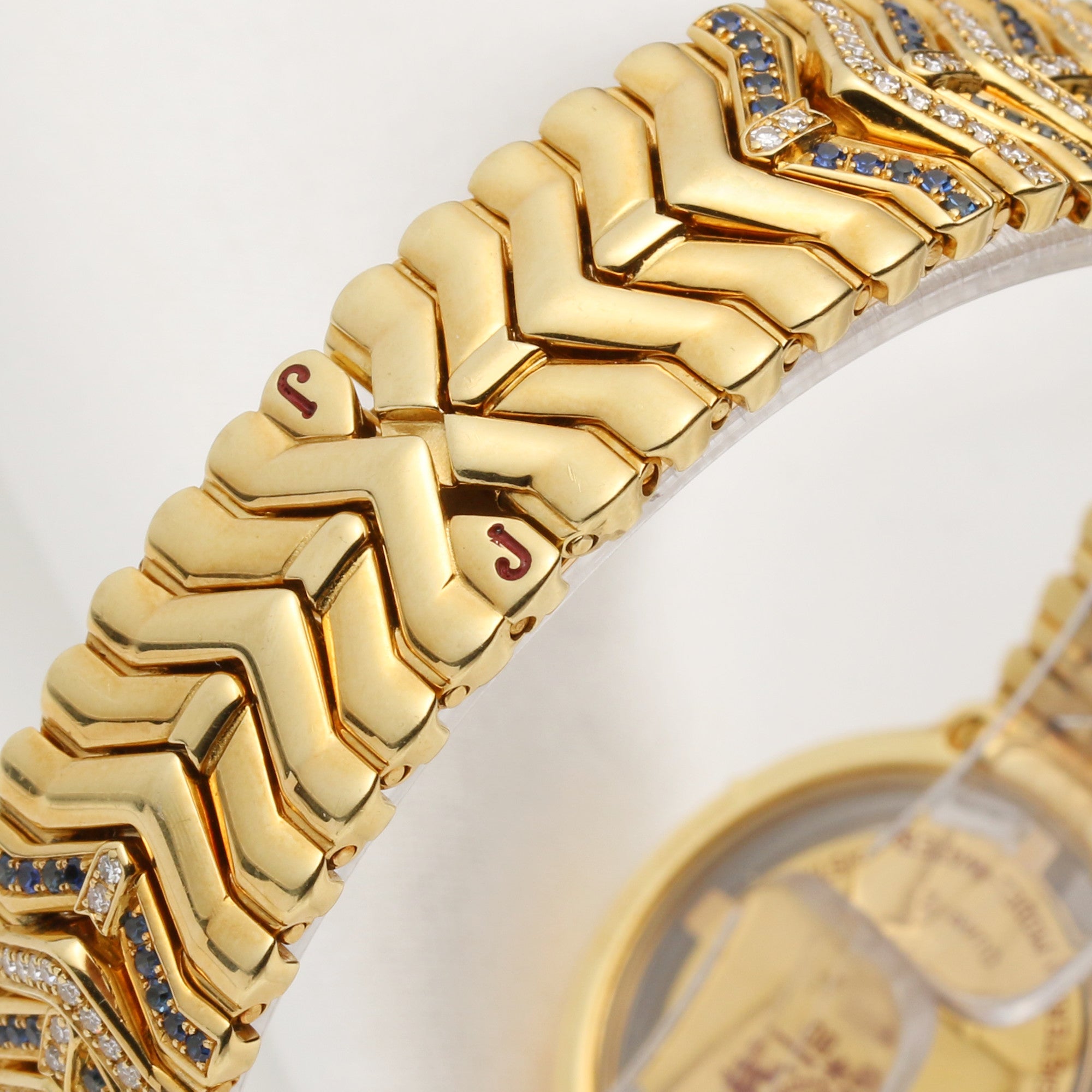 Juvenia Vintage Ladies Gold Watch | REF. 238 | Pavé Diamonds & Sapphires | 18k Yellow Gold | 26.5mm | Circa 1990's