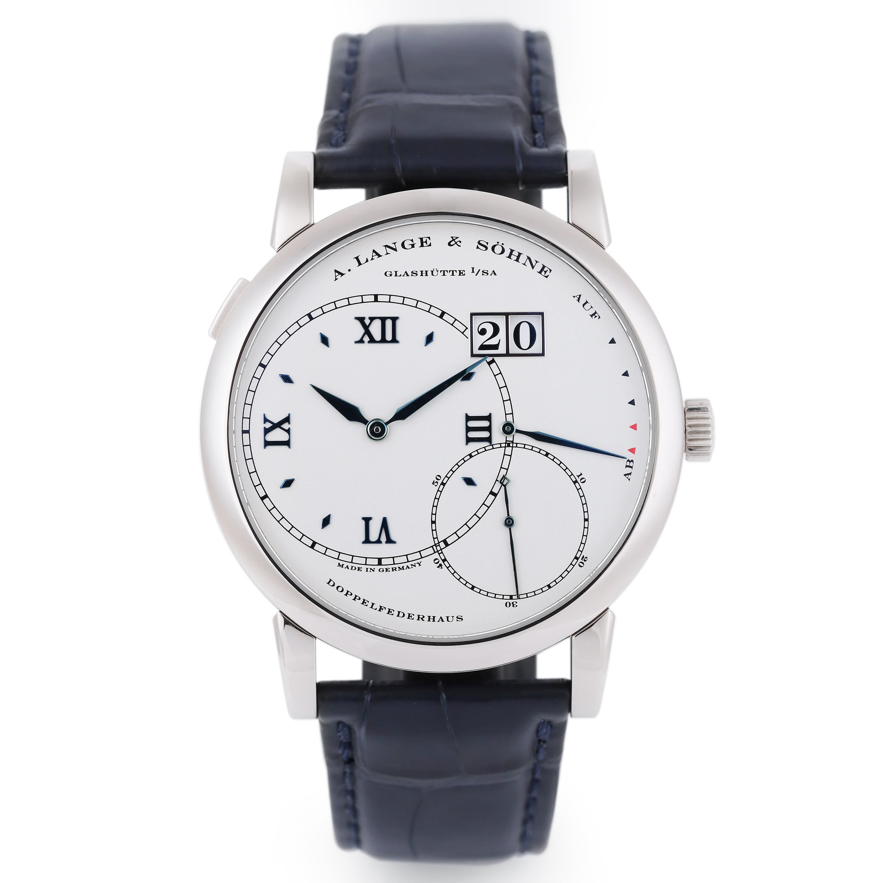 Rare A. Lange & Söhne | Grande Lange 1 'Blue Italia' - Limited Edition 100 Pieces | REF. 115.046 / LS1153AJ | Silver Dial | 18k White Gold | Box & Papers | 2010