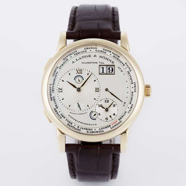 A. Lange & Söhne | Lange 1 Time Zone | REF. 116.021 / LS1161AA | Silvered Dial | 18k Yellow Gold | Box & Papers | 2007