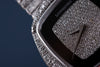 Longines Vintage Watch | Onyx & Pavé Diamond Dial | 18k White Gold | Diamond Bezel & Bracelet with Bark Finish | 35mm | 1970s