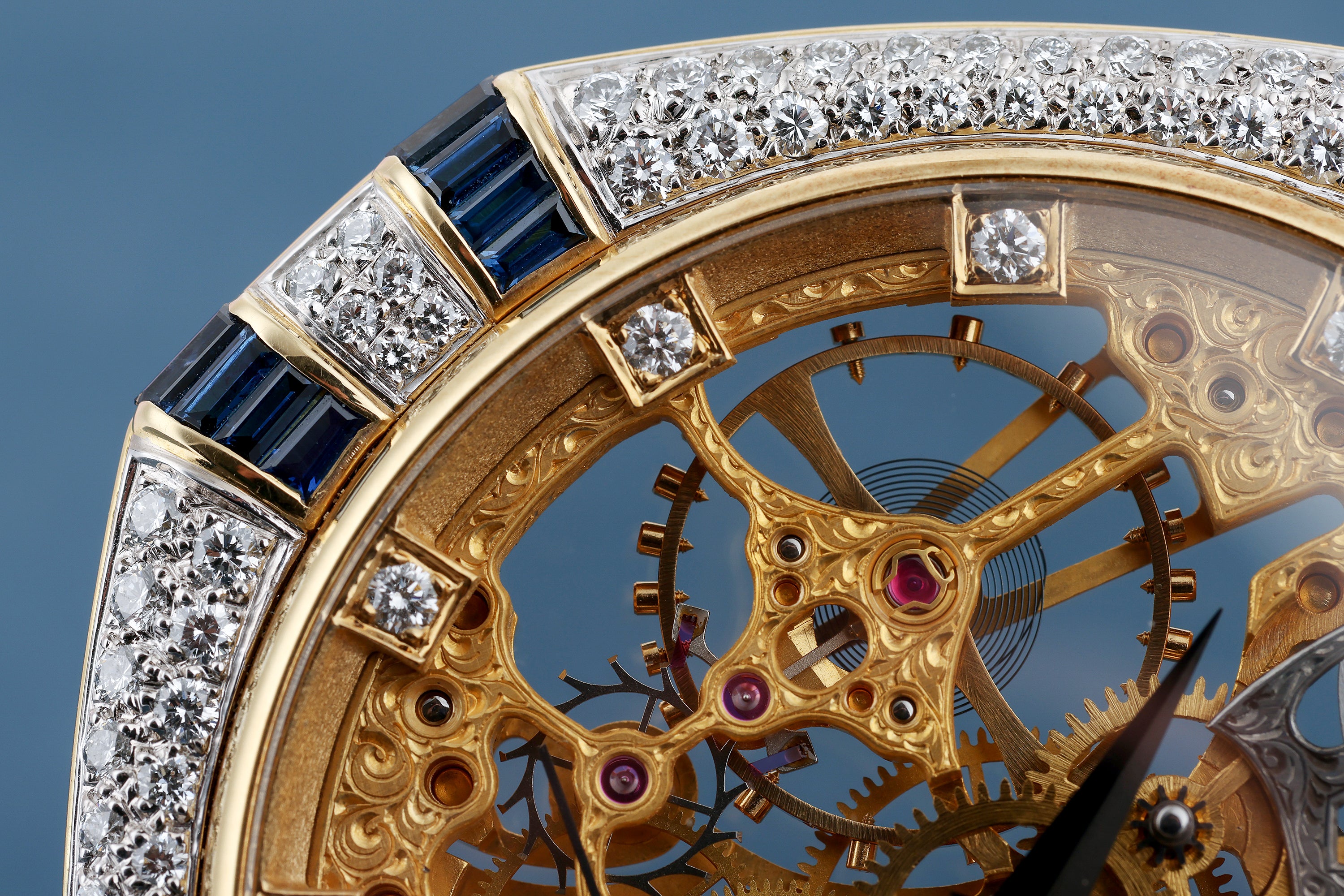 Rare Longines Pocket Watch | Diamonds & Sapphires | 18k Yellow & White Gold | 50mm | 1980's