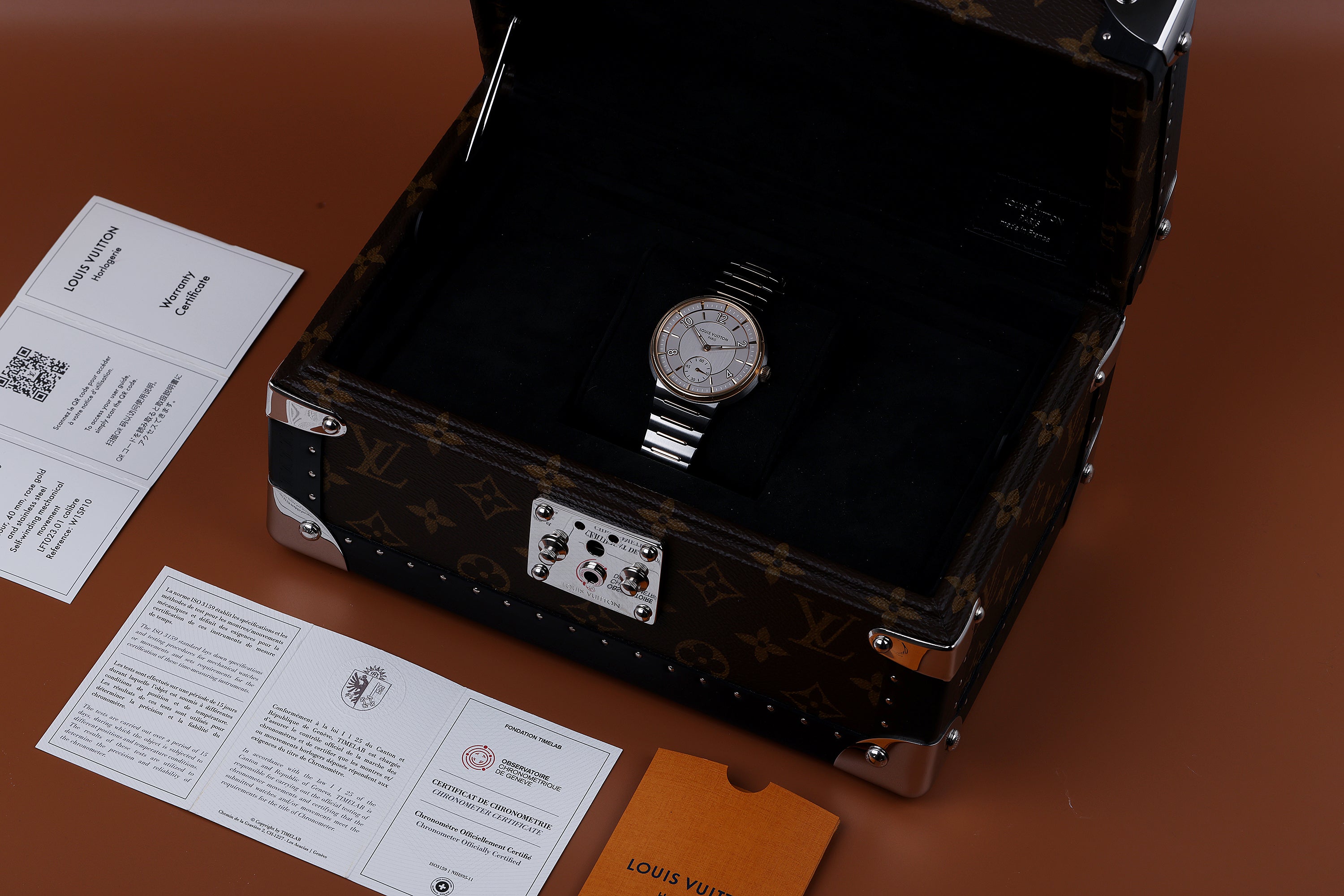 Louis Vuitton Tambour Automatic | REF. W1SP10 | Stainless Steel & 18k Rose Gold | 40mm | Box & Papers | 2023