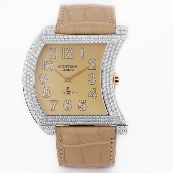 Montega Fantastica | REF. EC-63-51 | Gold Dial | Diamond Numerals & Bezel | 18k White & Yellow Gold | 42mm