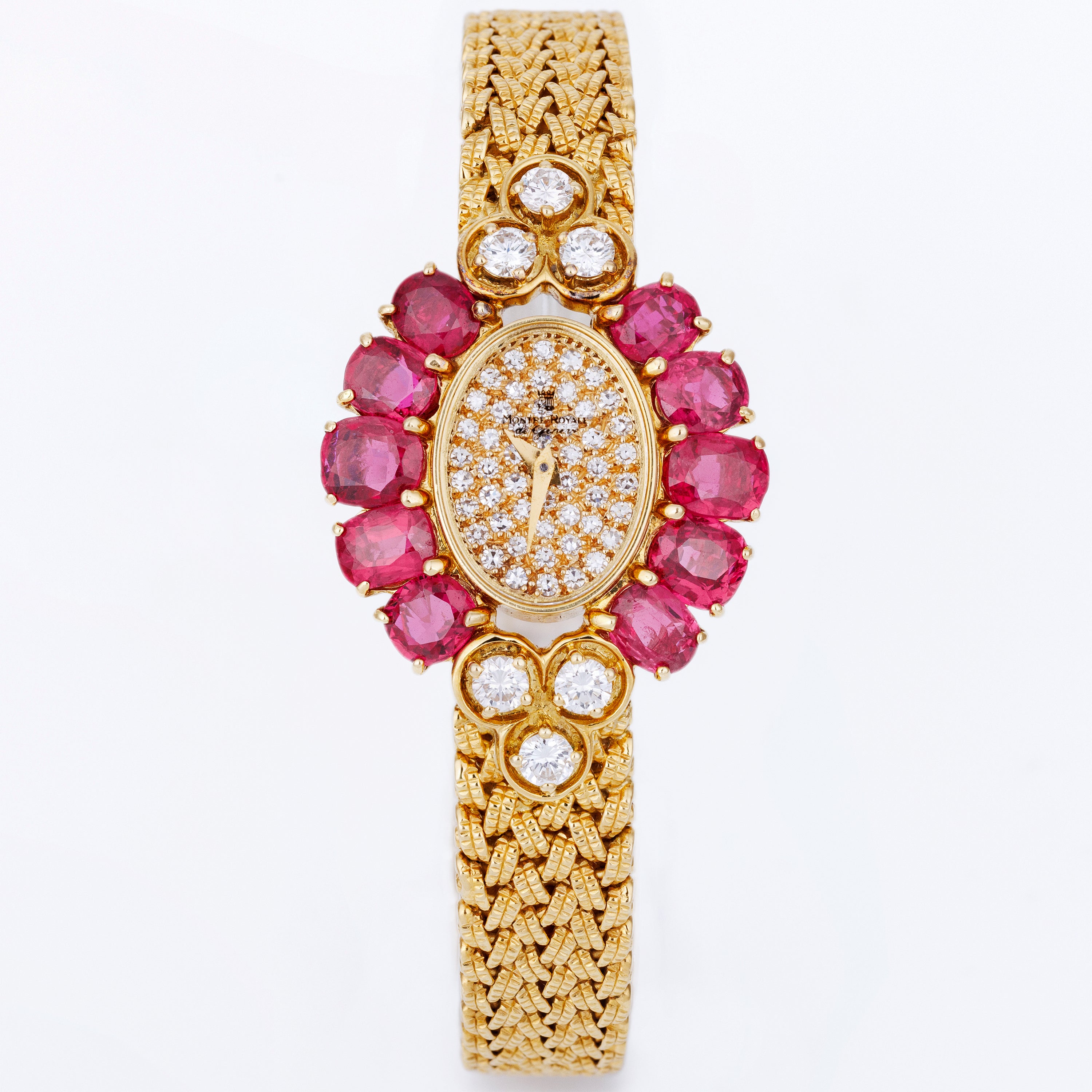 Montre Royale Ladies Wristwatch | Ruby & Diamond Bezel | 18k Yellow Gold | 24mm | Circa 1980's