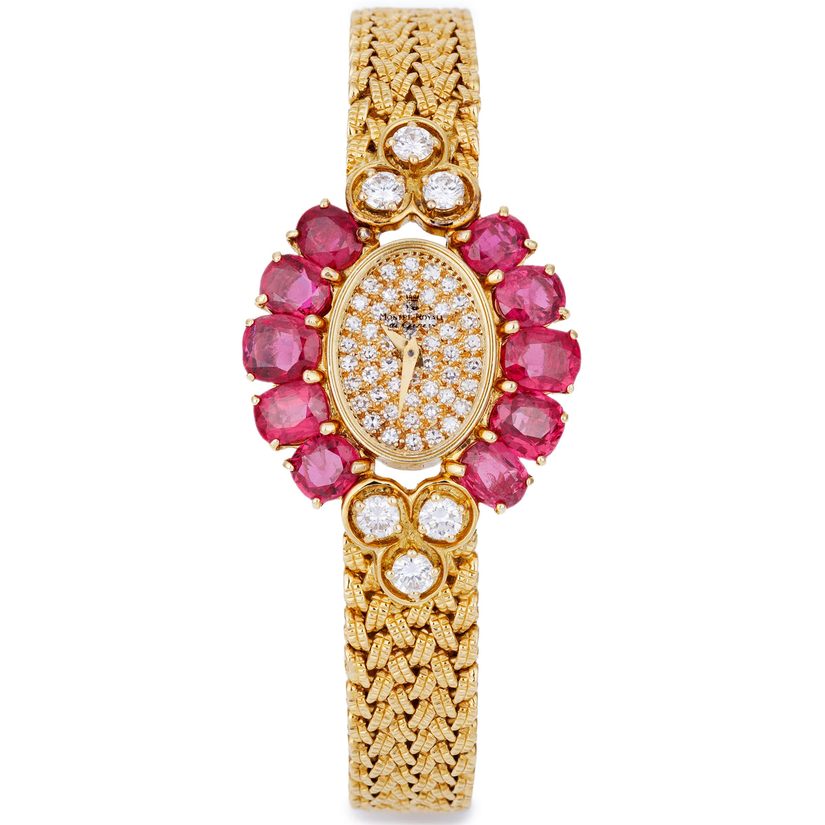 Montre Royale Ladies Wristwatch | Ruby & Diamond Bezel | 18k Yellow Go