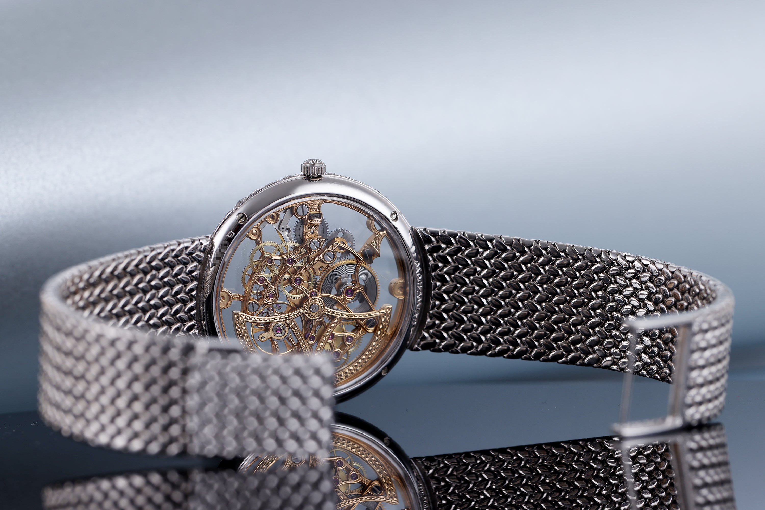 Rare Gerald Genta Skeleton Dial Wristwatch - Retailed by Mouawad | Diamond Bezel | 18k White Gold | Circa 1980's